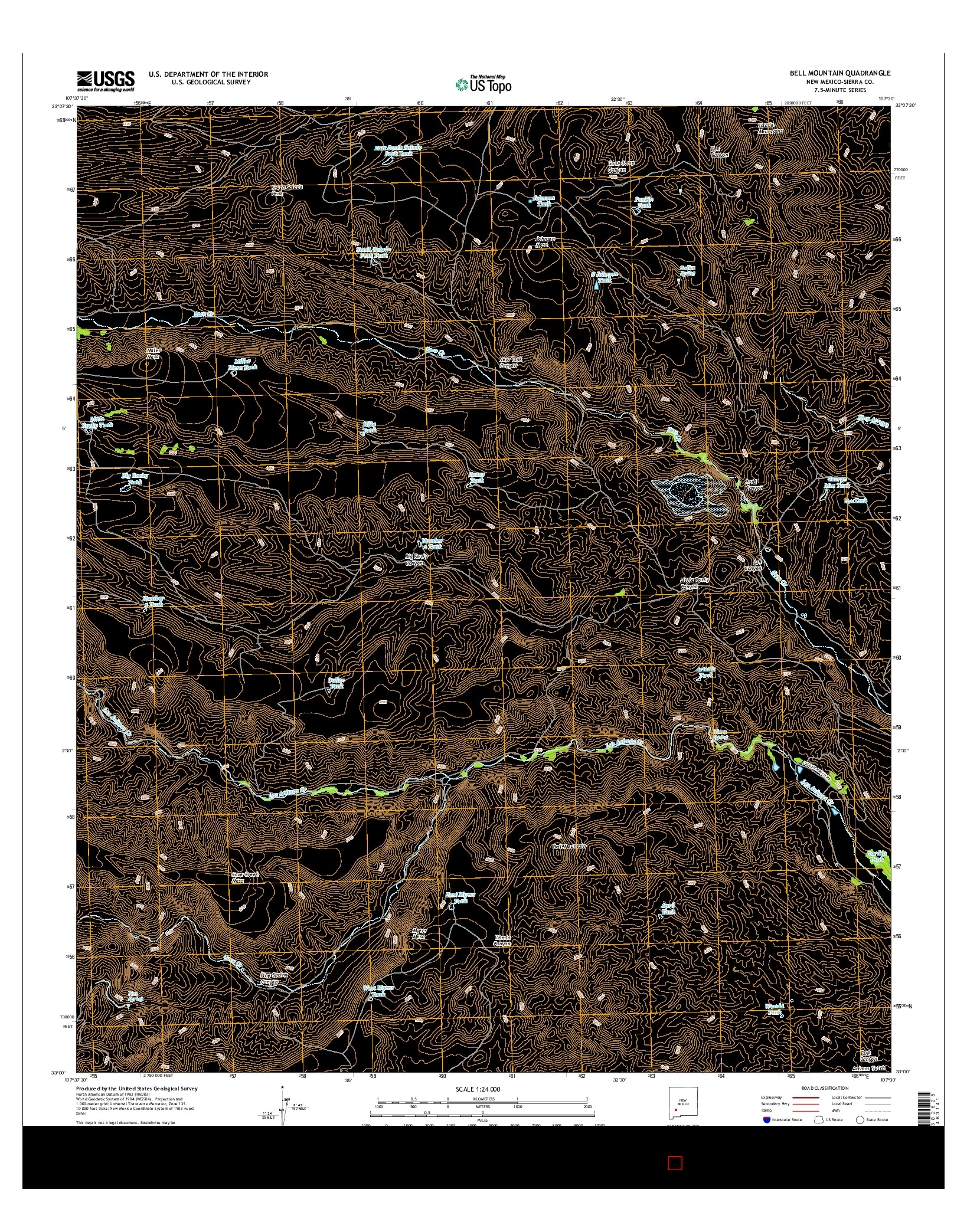 USGS US TOPO 7.5-MINUTE MAP FOR BELL MOUNTAIN, NM 2017