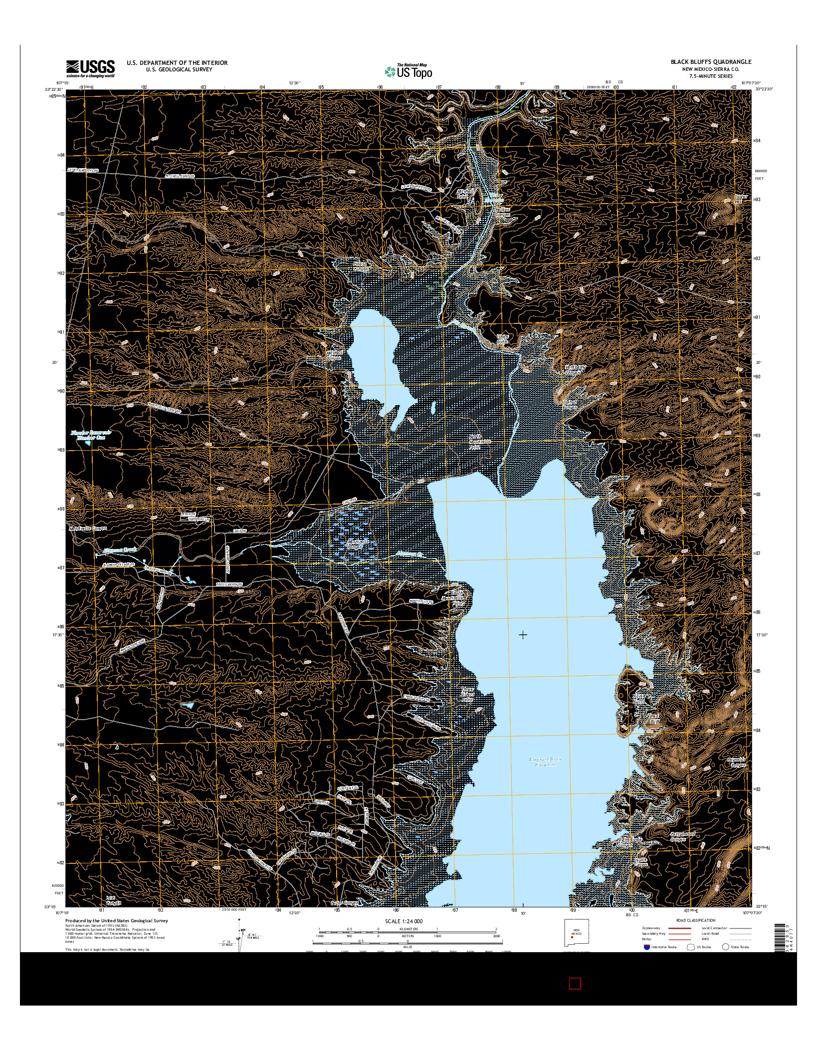 USGS US TOPO 7.5-MINUTE MAP FOR BLACK BLUFFS, NM 2017