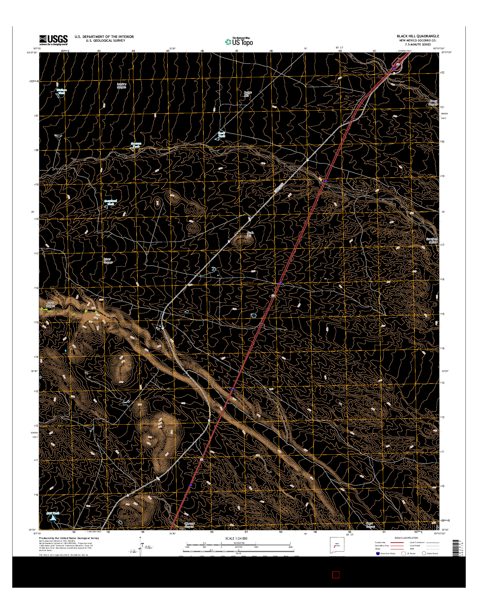 USGS US TOPO 7.5-MINUTE MAP FOR BLACK HILL, NM 2017