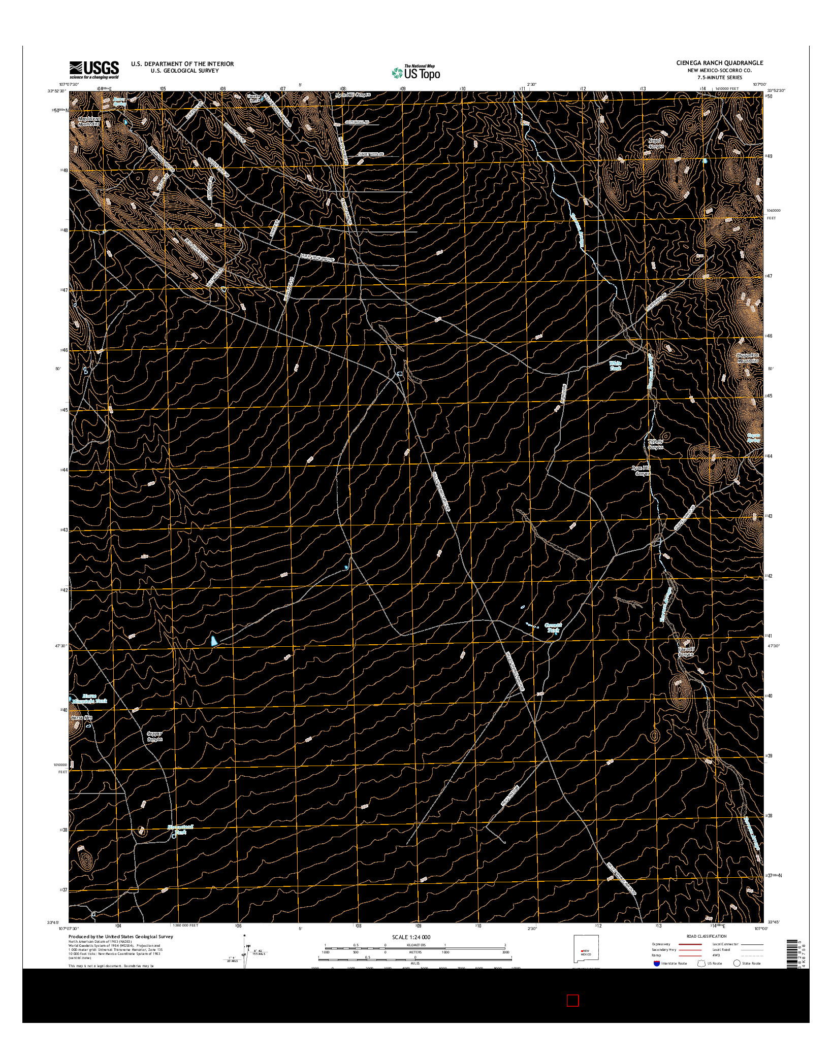 USGS US TOPO 7.5-MINUTE MAP FOR CIENEGA RANCH, NM 2017