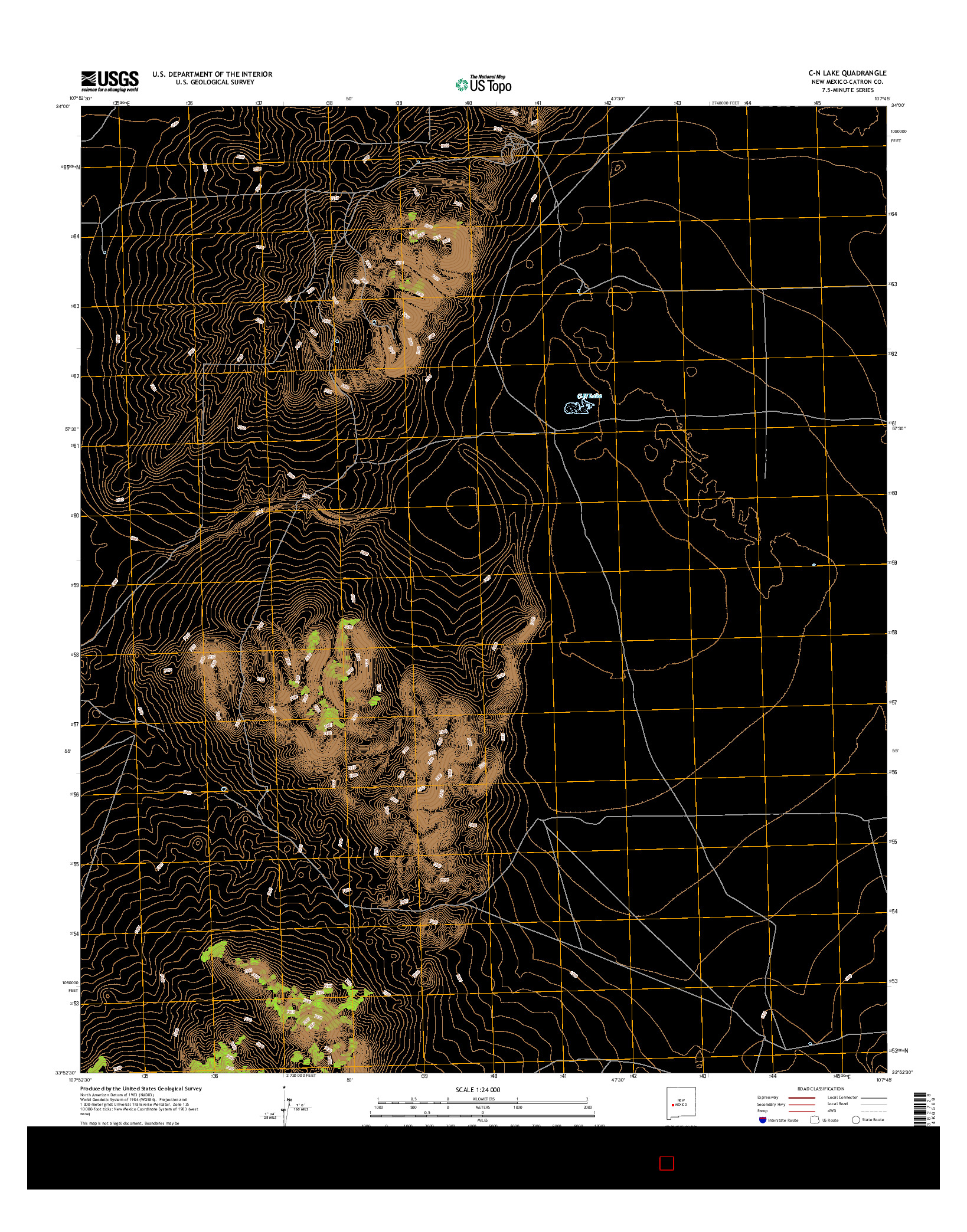 USGS US TOPO 7.5-MINUTE MAP FOR C-N LAKE, NM 2017