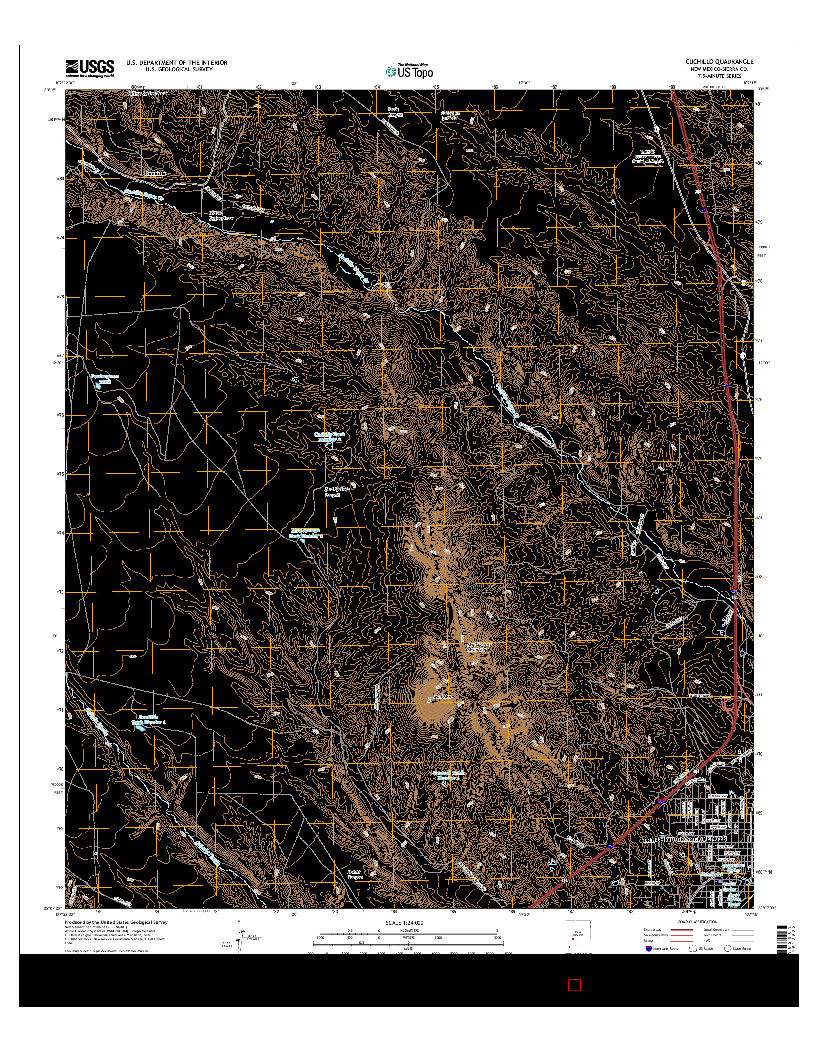 USGS US TOPO 7.5-MINUTE MAP FOR CUCHILLO, NM 2017