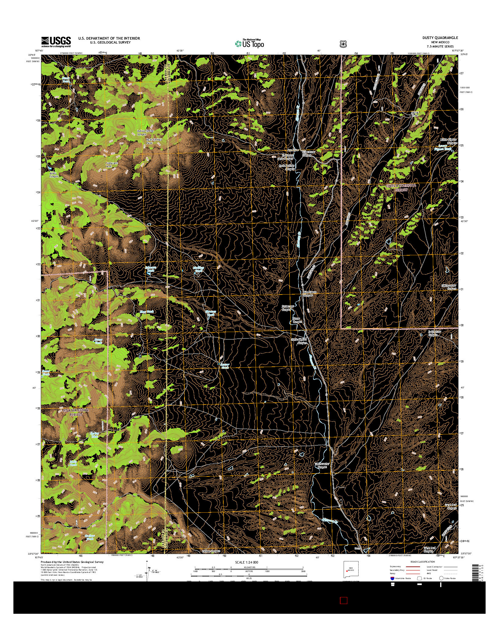 USGS US TOPO 7.5-MINUTE MAP FOR DUSTY, NM 2017