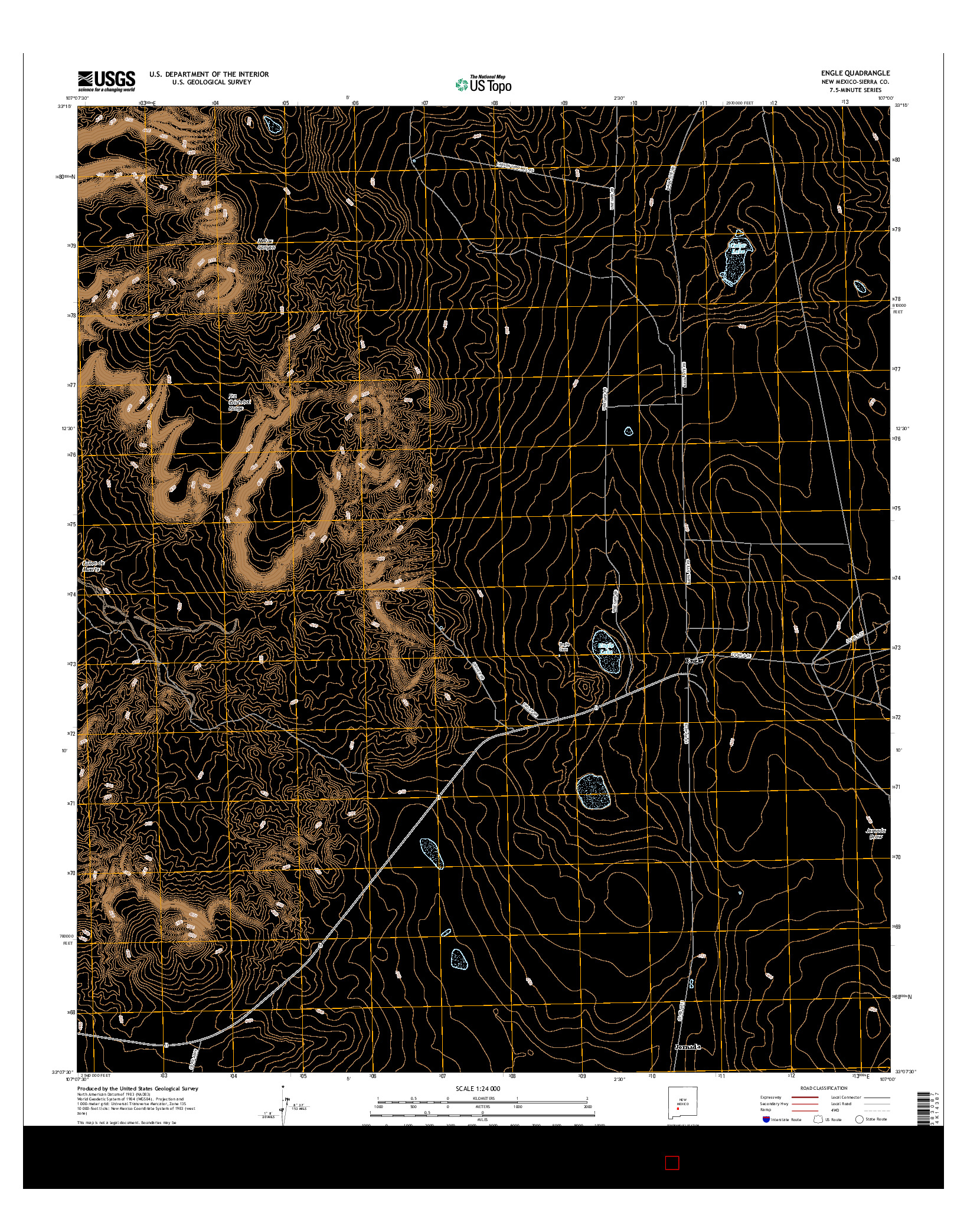 USGS US TOPO 7.5-MINUTE MAP FOR ENGLE, NM 2017