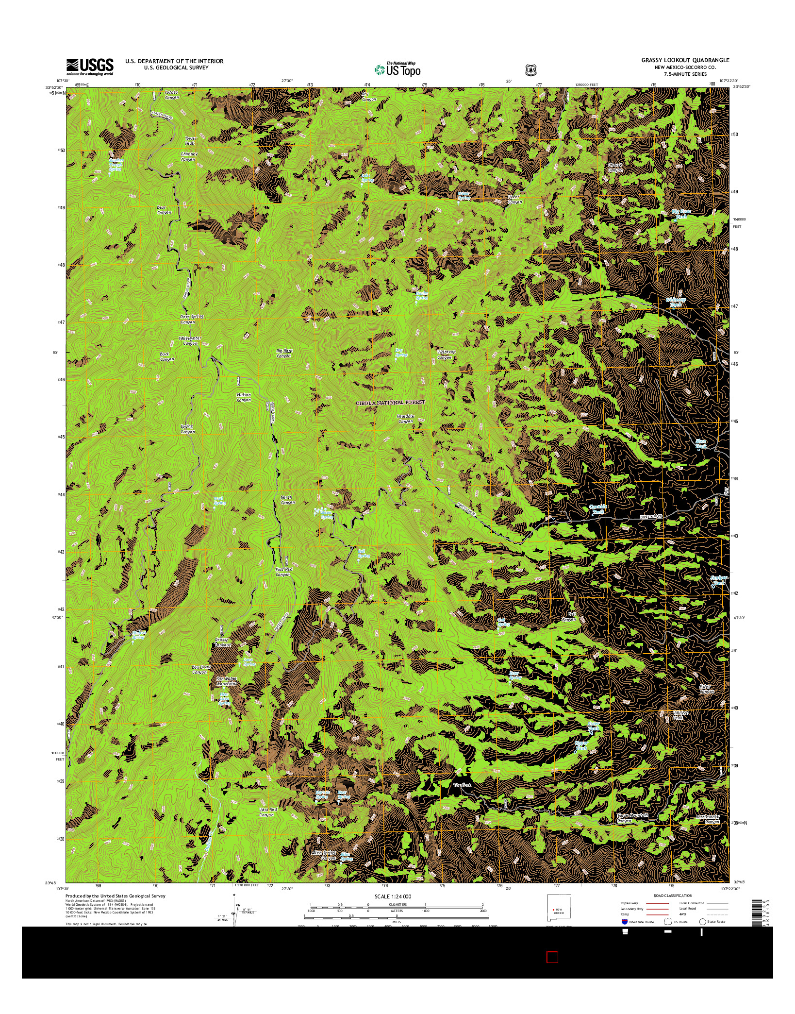 USGS US TOPO 7.5-MINUTE MAP FOR GRASSY LOOKOUT, NM 2017