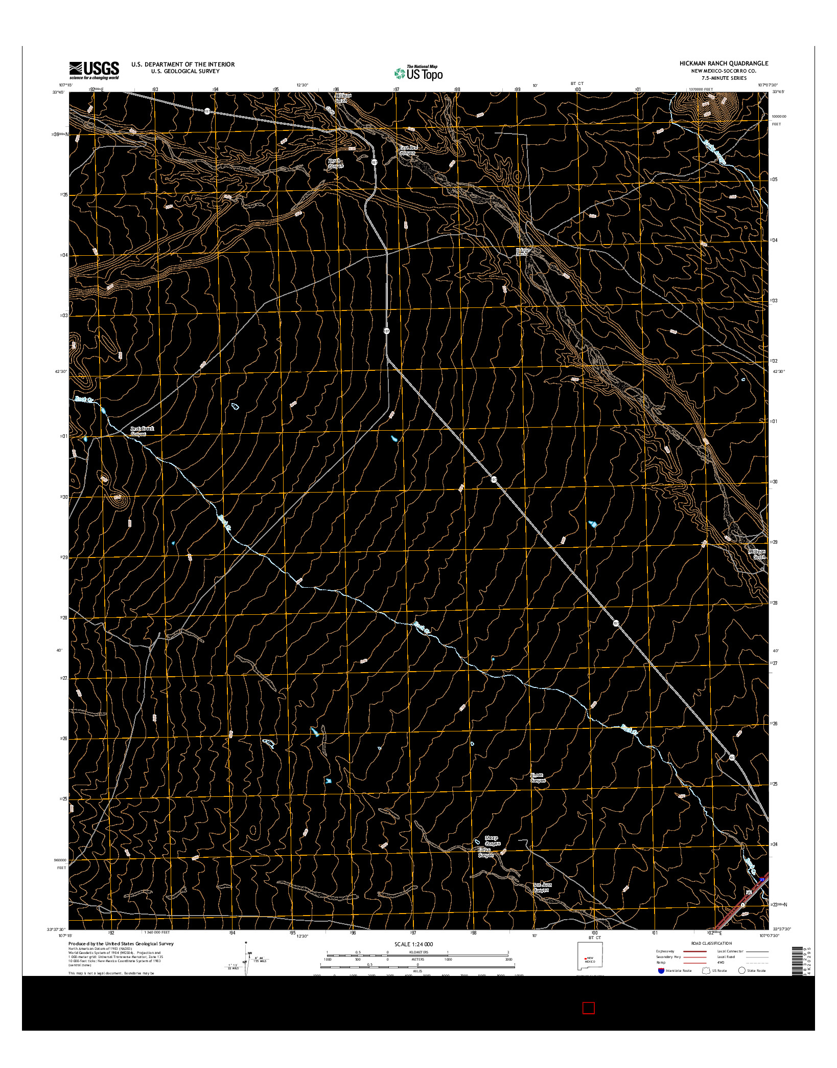 USGS US TOPO 7.5-MINUTE MAP FOR HICKMAN RANCH, NM 2017