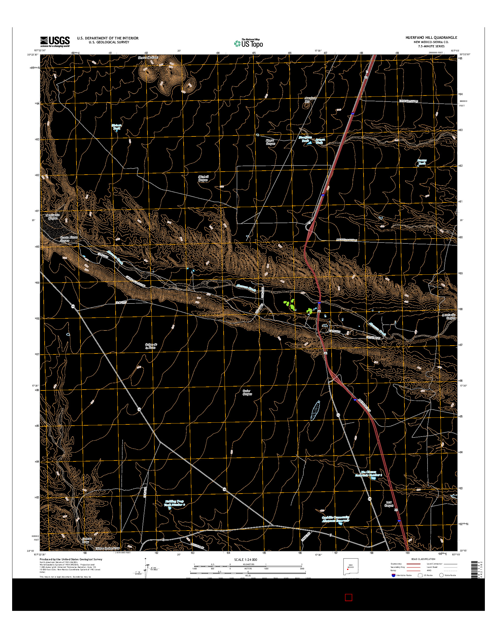 USGS US TOPO 7.5-MINUTE MAP FOR HUERFANO HILL, NM 2017