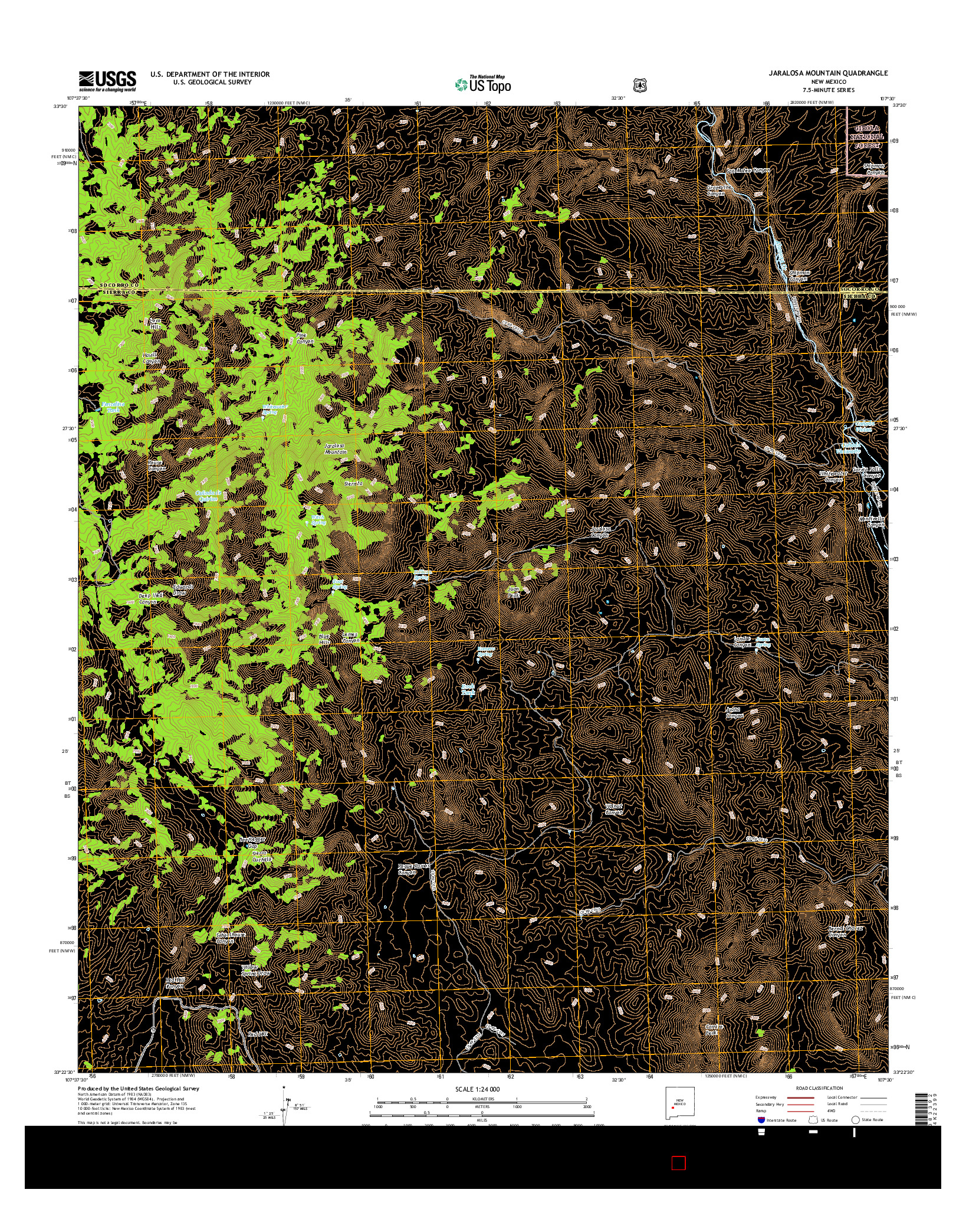USGS US TOPO 7.5-MINUTE MAP FOR JARALOSA MOUNTAIN, NM 2017