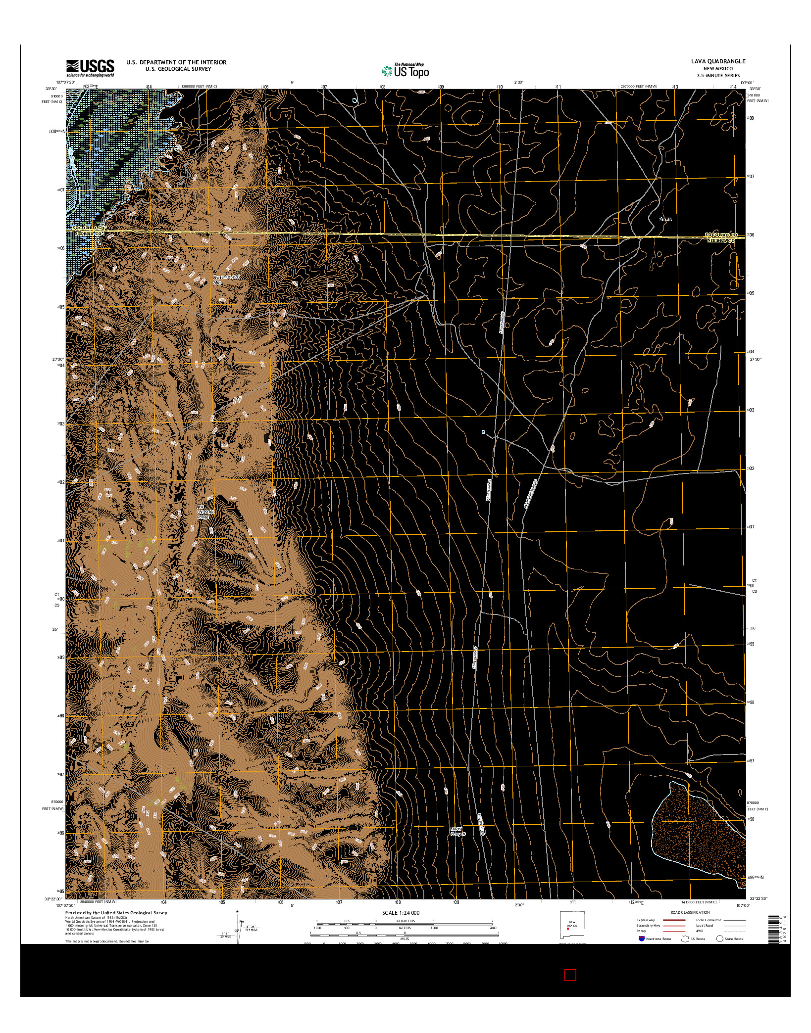 USGS US TOPO 7.5-MINUTE MAP FOR LAVA, NM 2017