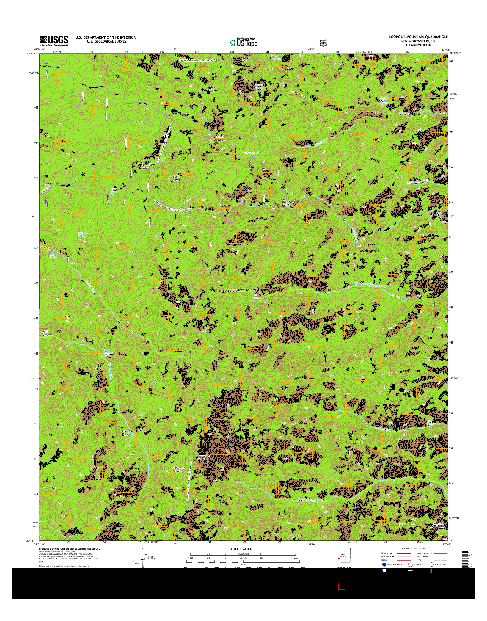 USGS US TOPO 7.5-MINUTE MAP FOR LOOKOUT MOUNTAIN, NM 2017