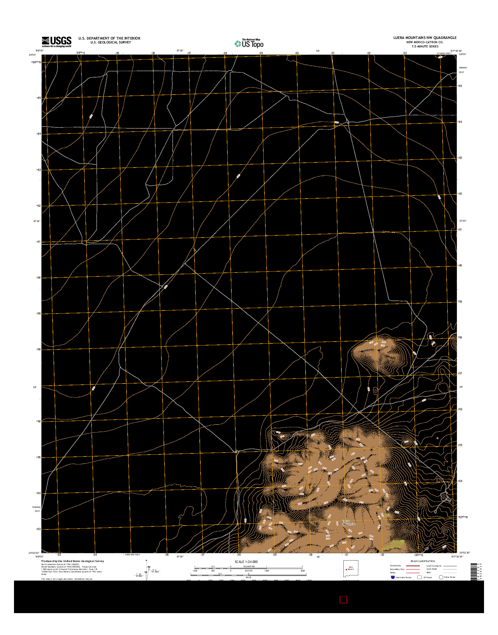 USGS US TOPO 7.5-MINUTE MAP FOR LUERA MOUNTAINS NW, NM 2017