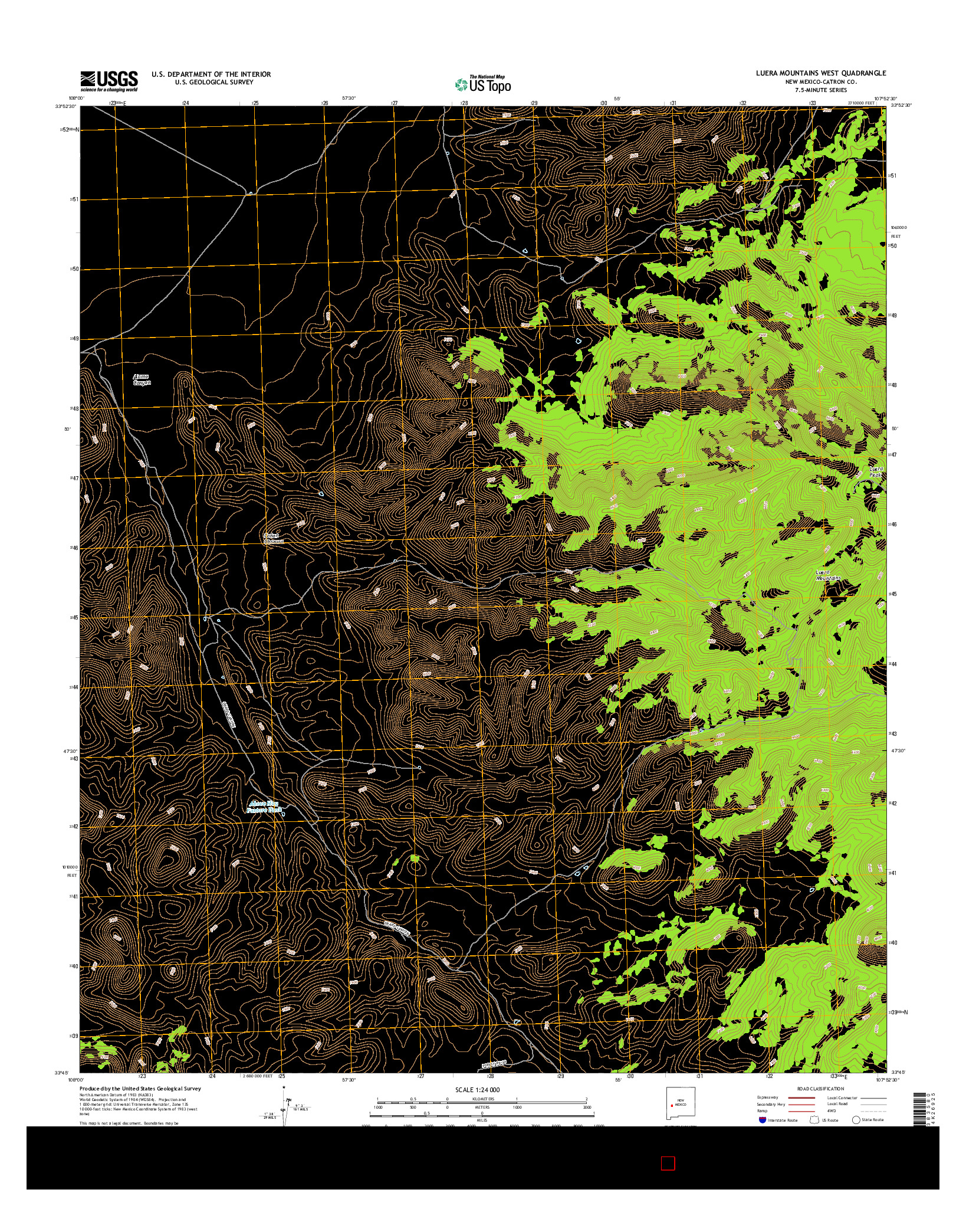 USGS US TOPO 7.5-MINUTE MAP FOR LUERA MOUNTAINS WEST, NM 2017