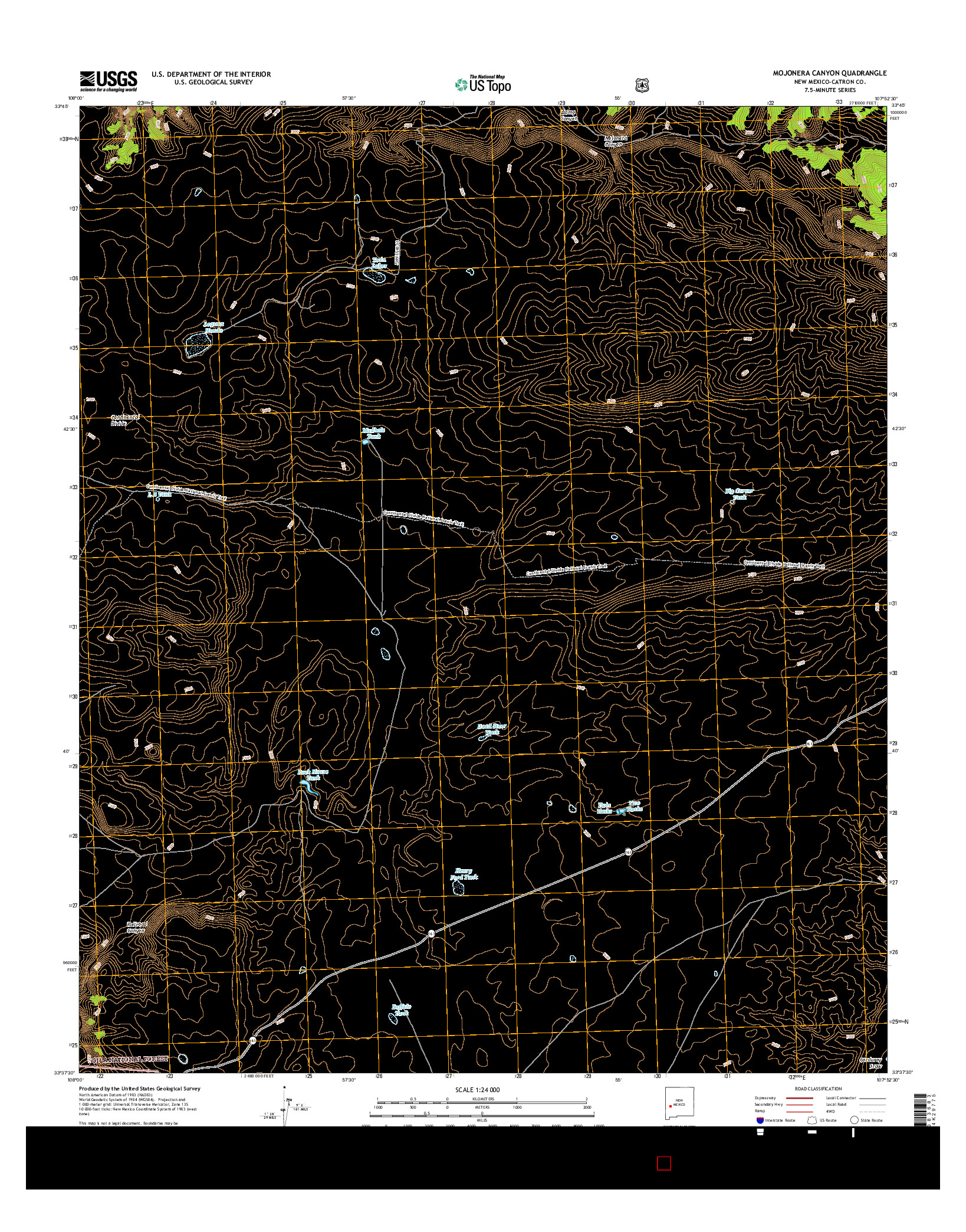 USGS US TOPO 7.5-MINUTE MAP FOR MOJONERA CANYON, NM 2017