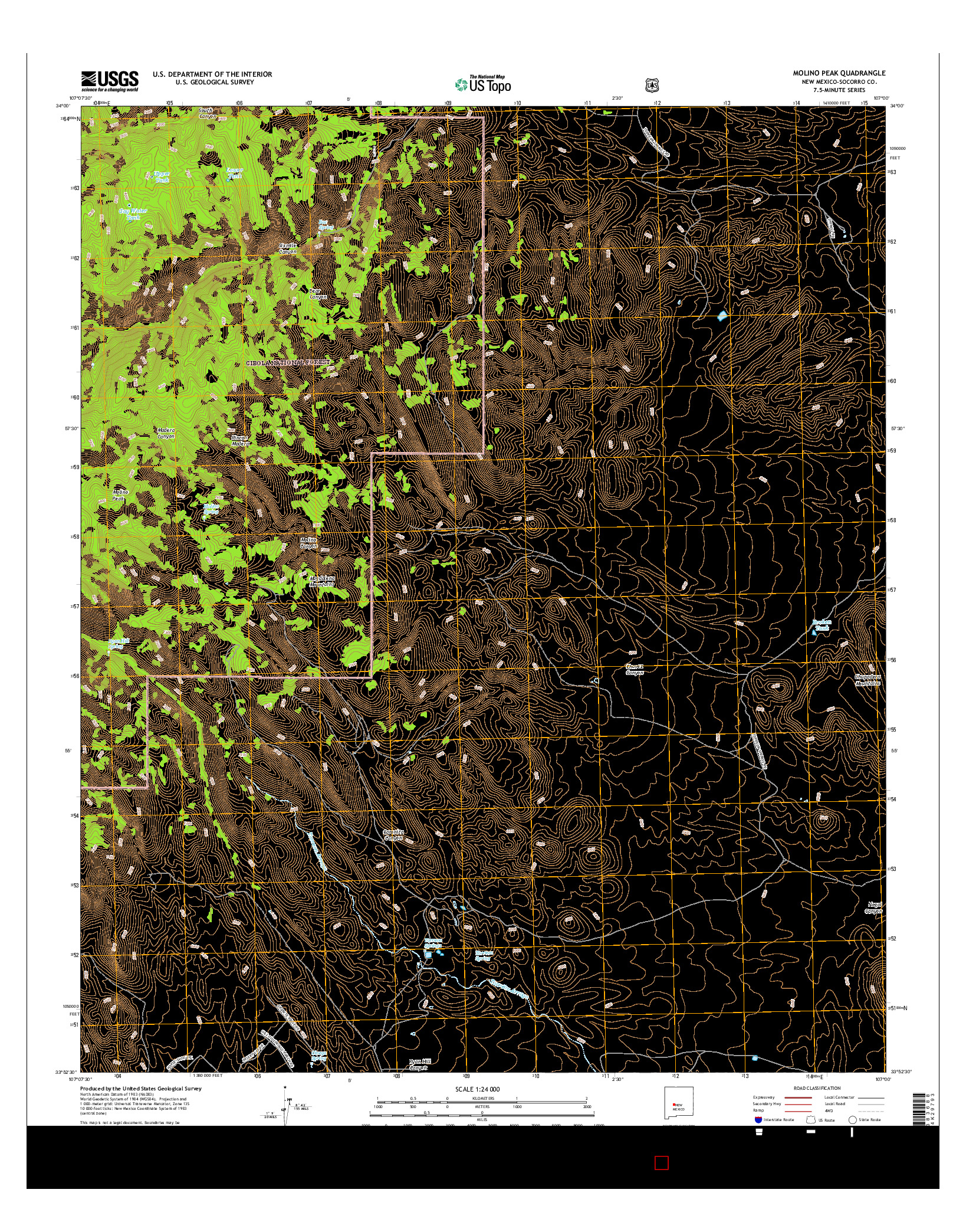 USGS US TOPO 7.5-MINUTE MAP FOR MOLINO PEAK, NM 2017