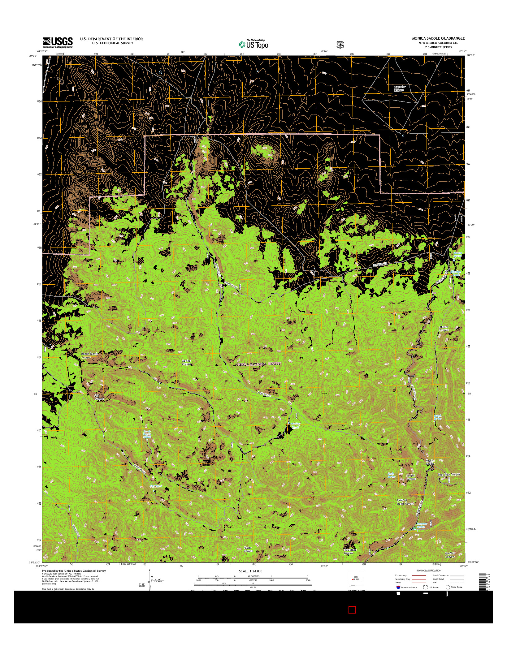 USGS US TOPO 7.5-MINUTE MAP FOR MONICA SADDLE, NM 2017