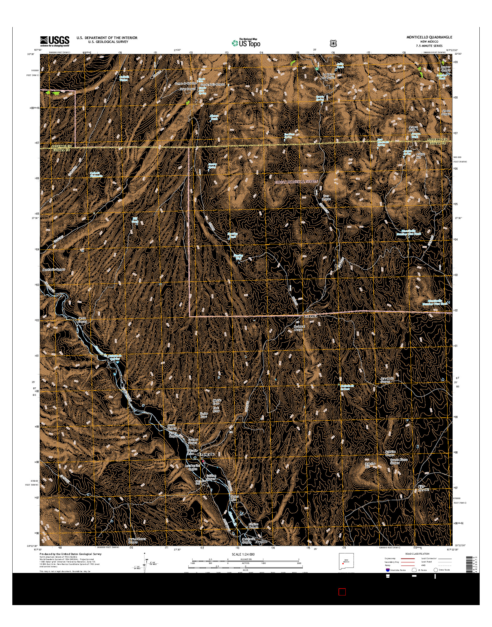 USGS US TOPO 7.5-MINUTE MAP FOR MONTICELLO, NM 2017
