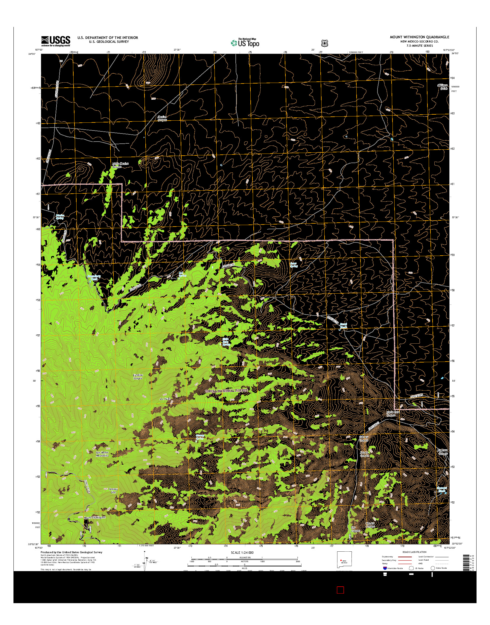 USGS US TOPO 7.5-MINUTE MAP FOR MOUNT WITHINGTON, NM 2017