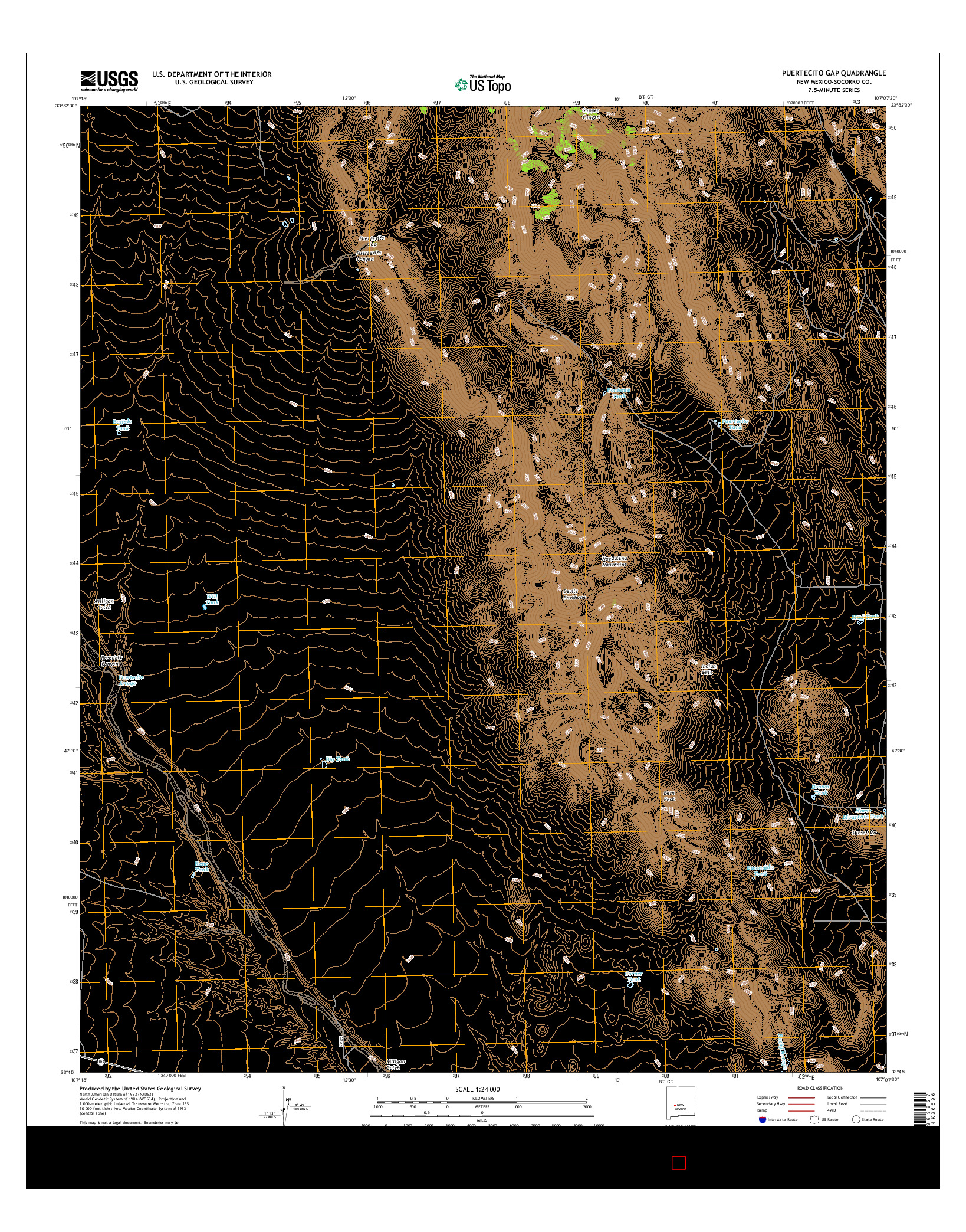 USGS US TOPO 7.5-MINUTE MAP FOR PUERTECITO GAP, NM 2017