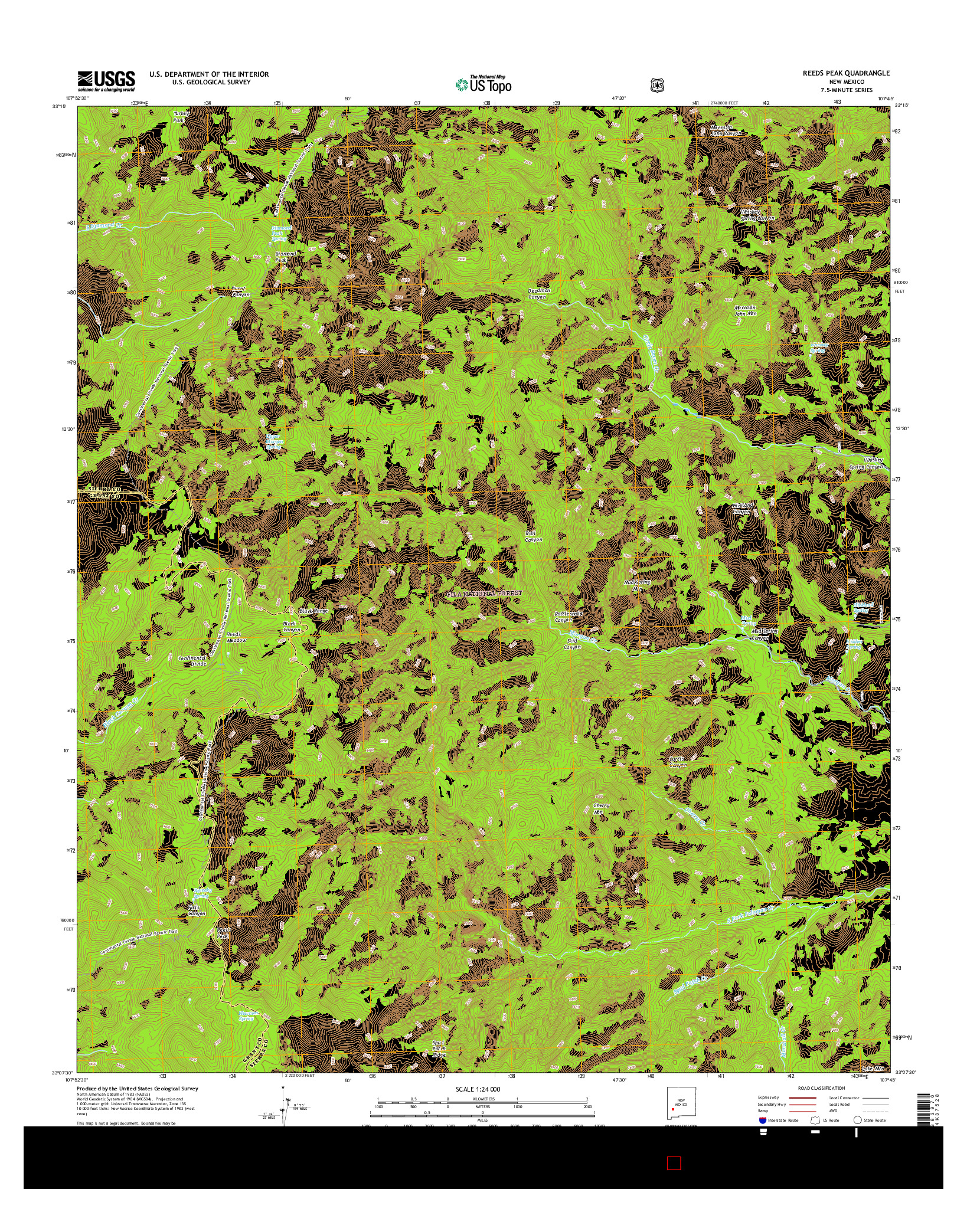 USGS US TOPO 7.5-MINUTE MAP FOR REEDS PEAK, NM 2017