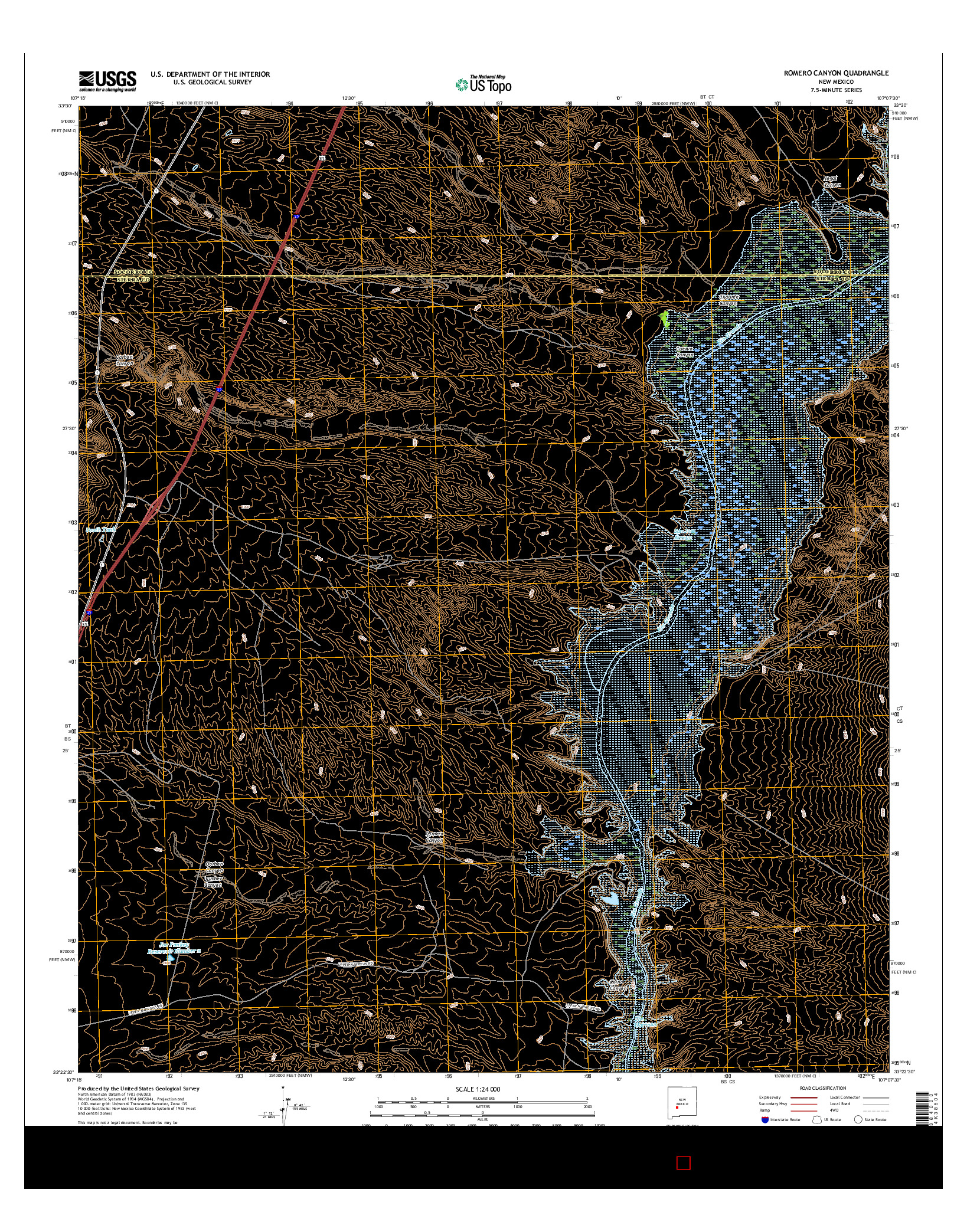 USGS US TOPO 7.5-MINUTE MAP FOR ROMERO CANYON, NM 2017