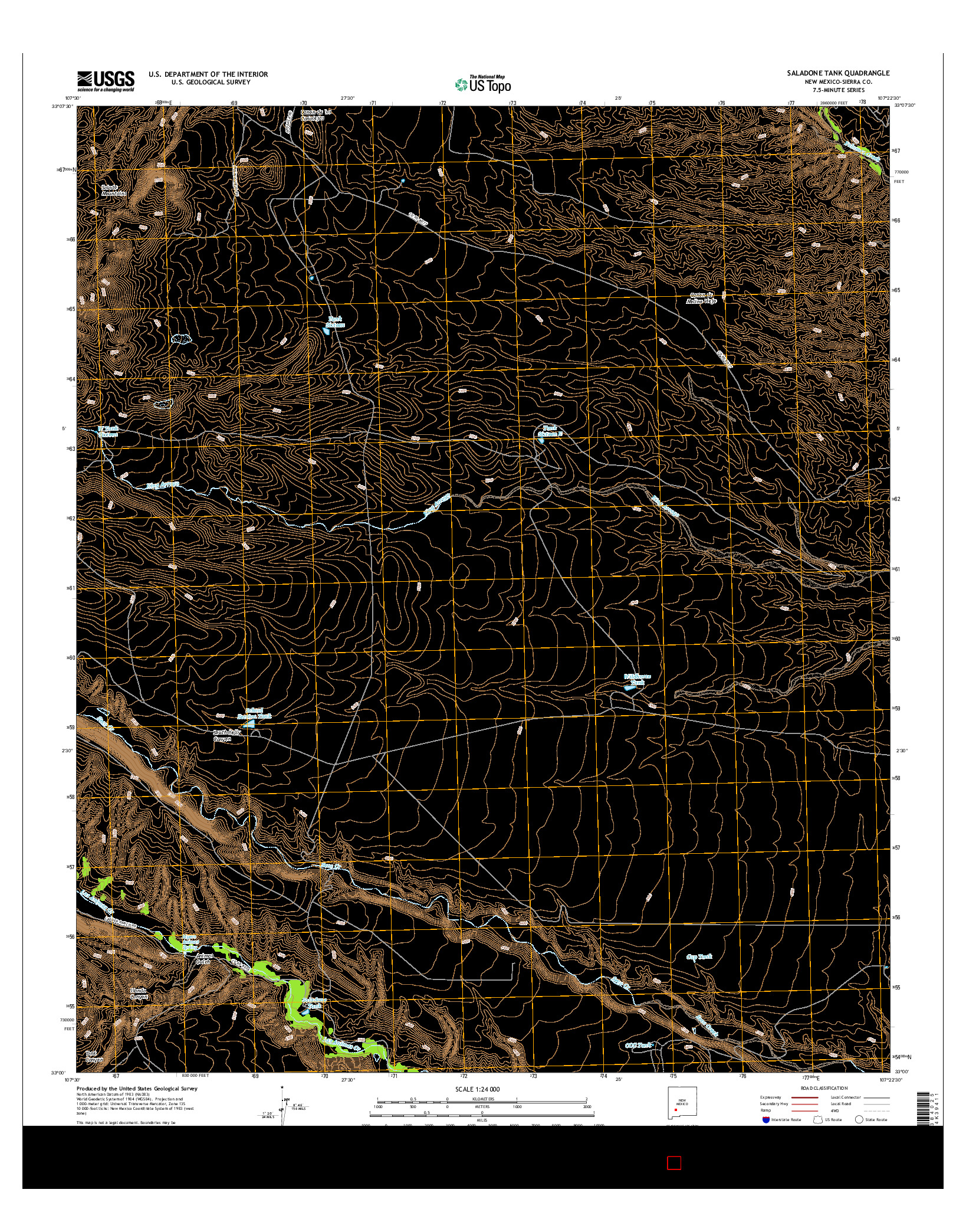 USGS US TOPO 7.5-MINUTE MAP FOR SALADONE TANK, NM 2017