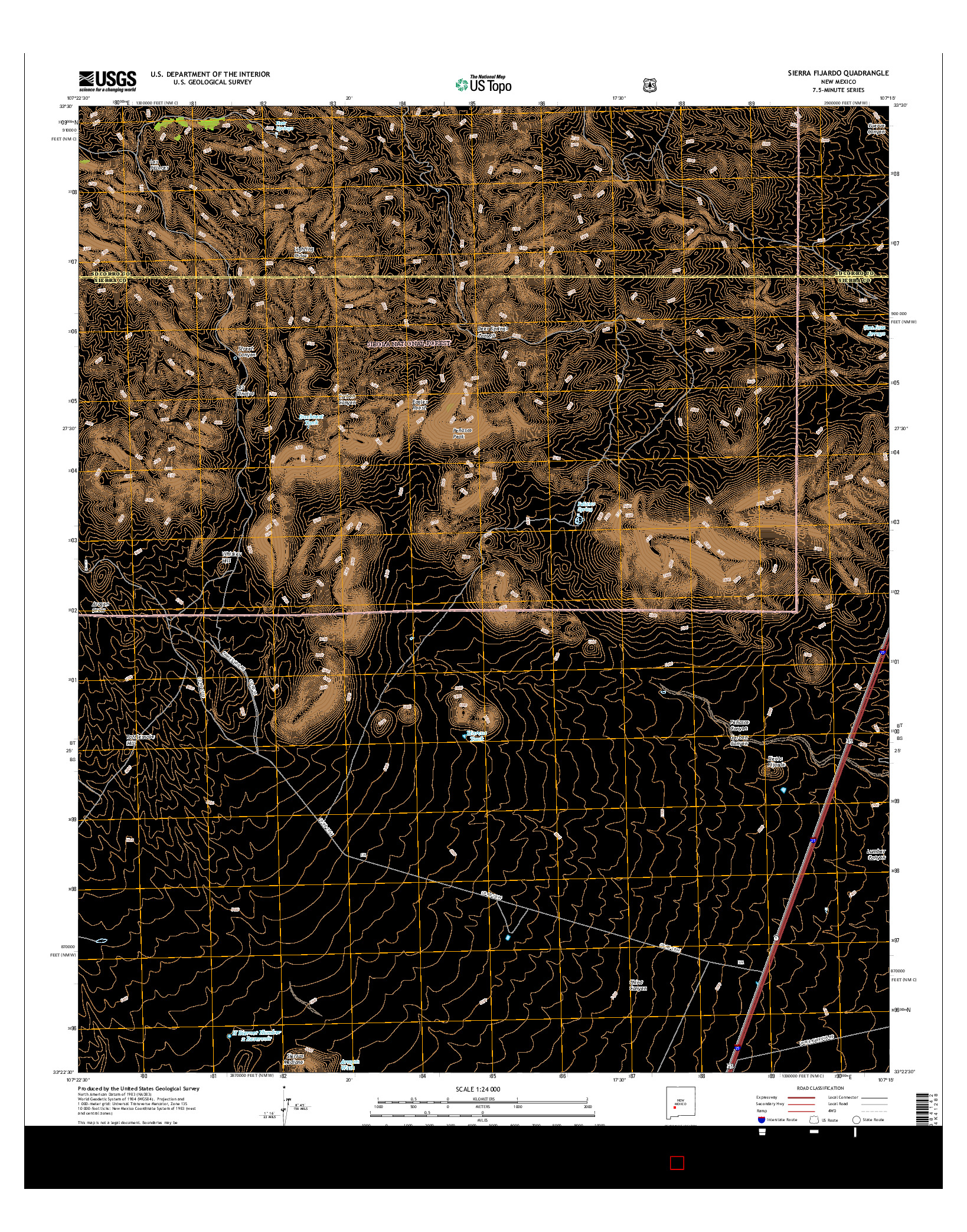 USGS US TOPO 7.5-MINUTE MAP FOR SIERRA FIJARDO, NM 2017