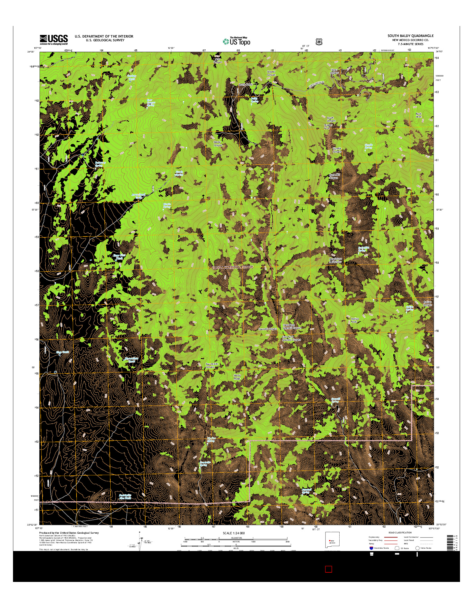 USGS US TOPO 7.5-MINUTE MAP FOR SOUTH BALDY, NM 2017