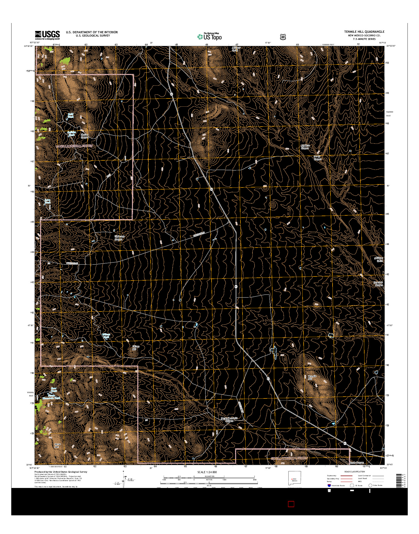 USGS US TOPO 7.5-MINUTE MAP FOR TENMILE HILL, NM 2017