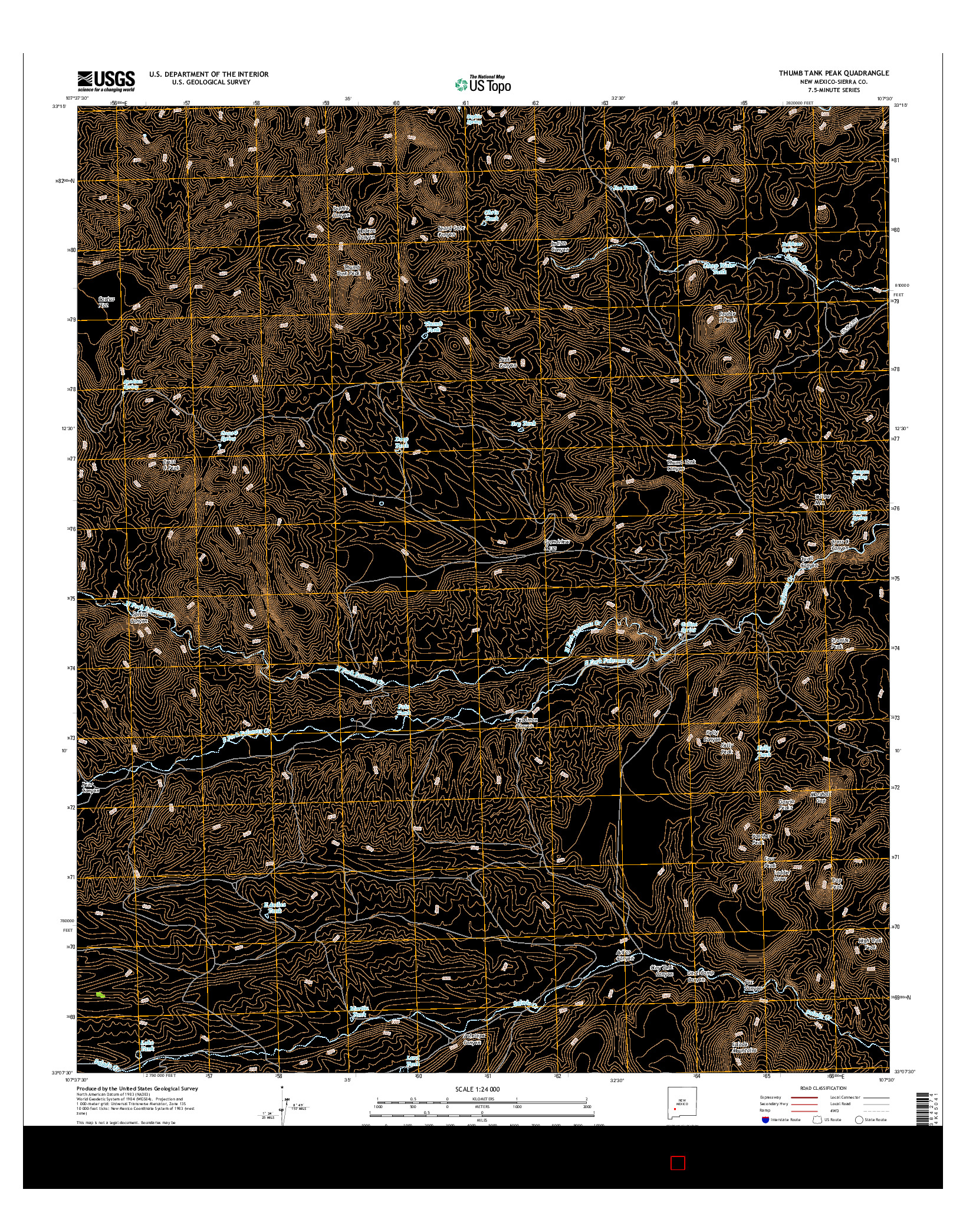 USGS US TOPO 7.5-MINUTE MAP FOR THUMB TANK PEAK, NM 2017