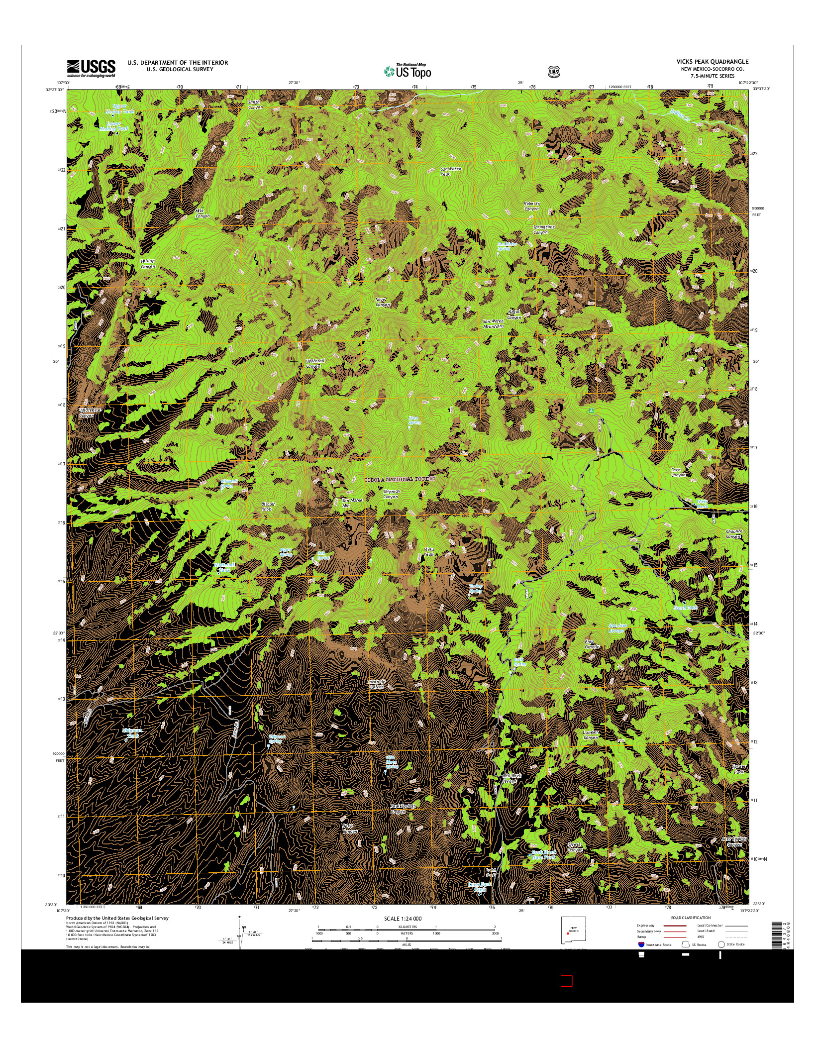 USGS US TOPO 7.5-MINUTE MAP FOR VICKS PEAK, NM 2017