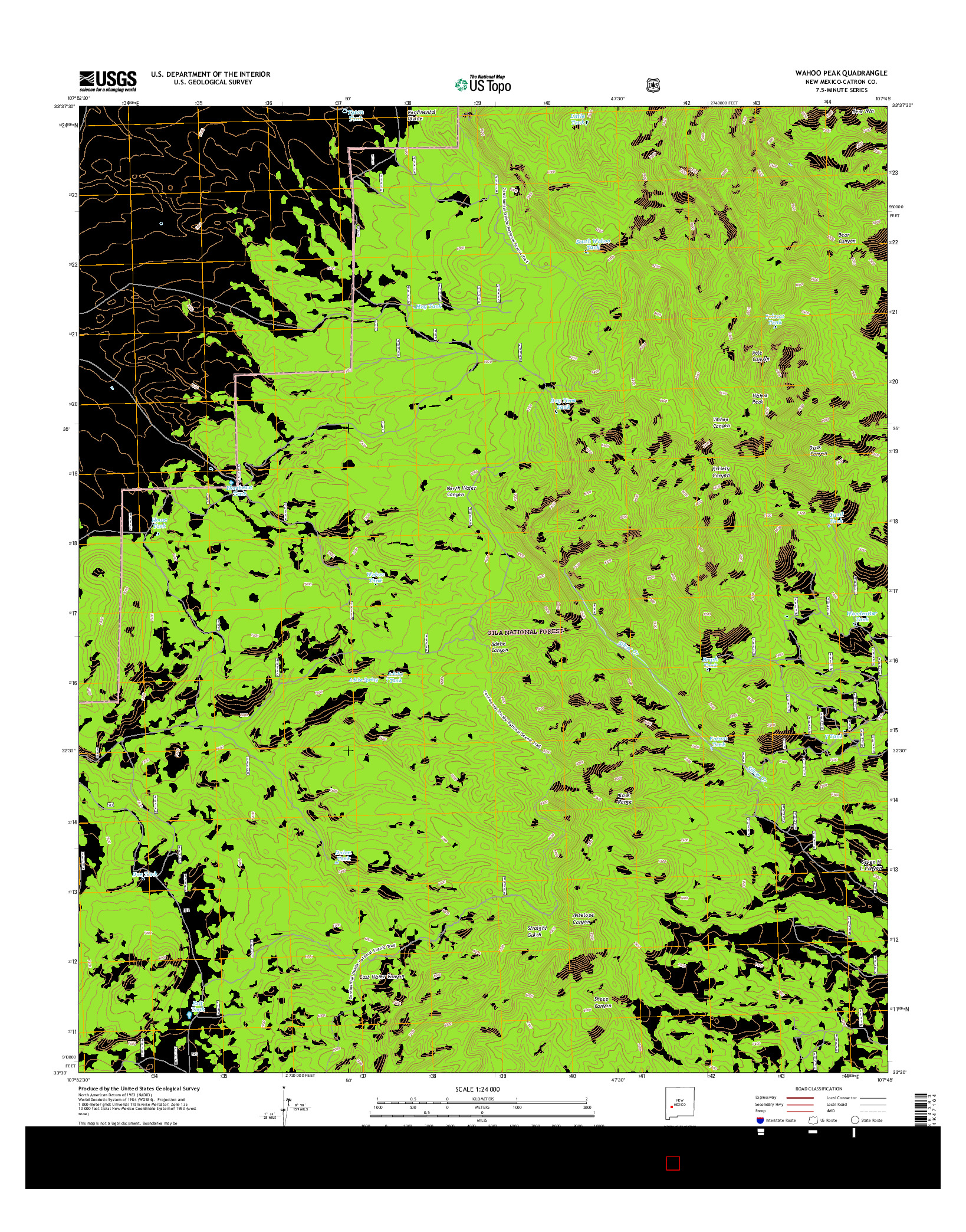 USGS US TOPO 7.5-MINUTE MAP FOR WAHOO PEAK, NM 2017