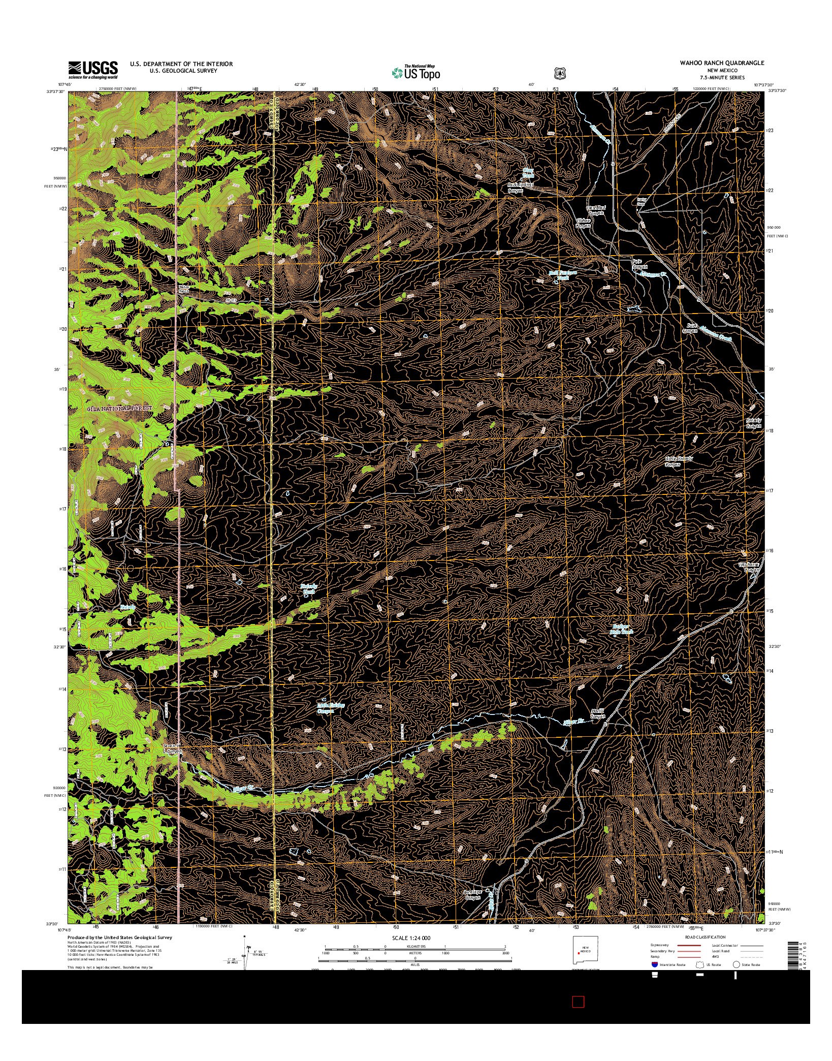 USGS US TOPO 7.5-MINUTE MAP FOR WAHOO RANCH, NM 2017