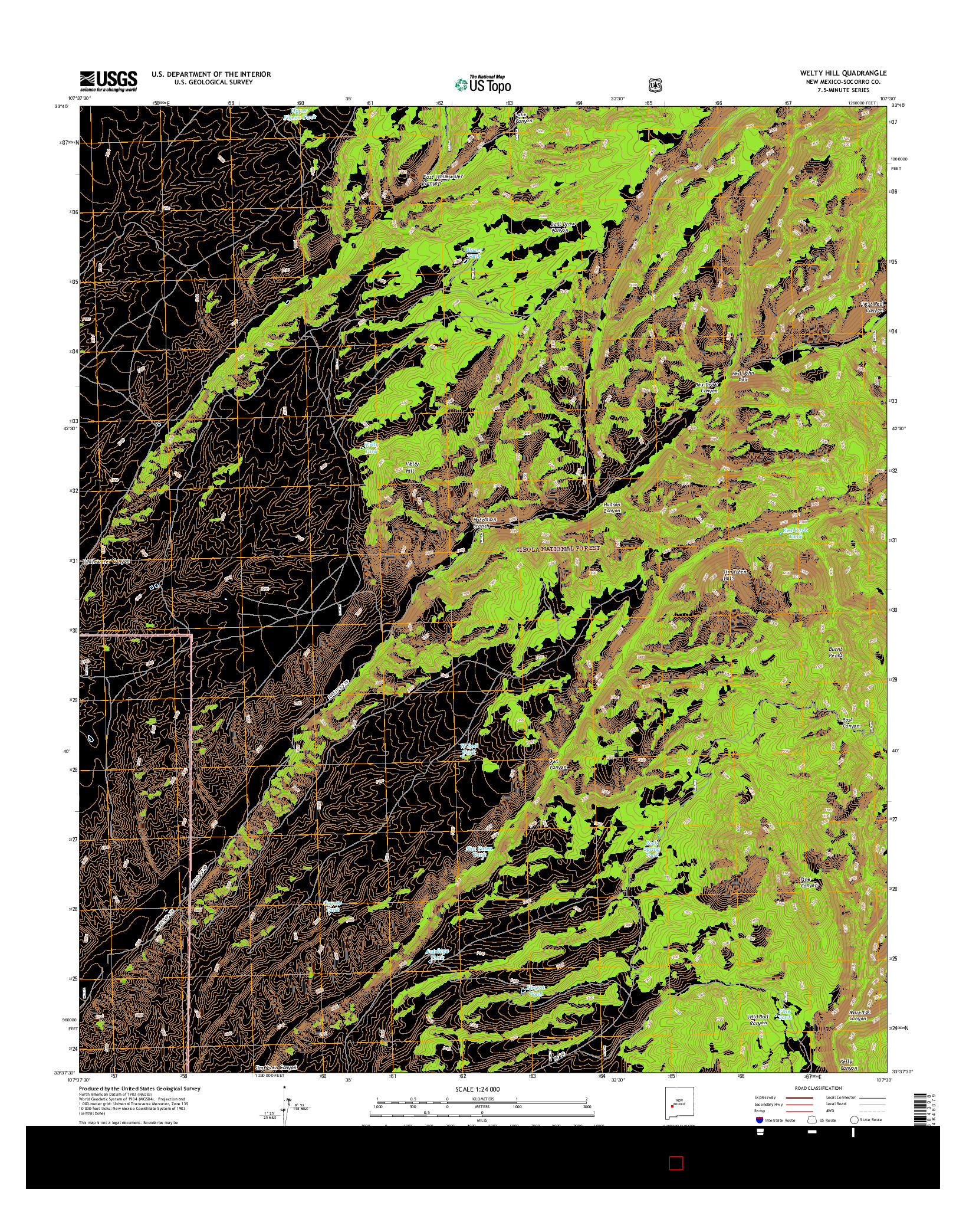 USGS US TOPO 7.5-MINUTE MAP FOR WELTY HILL, NM 2017