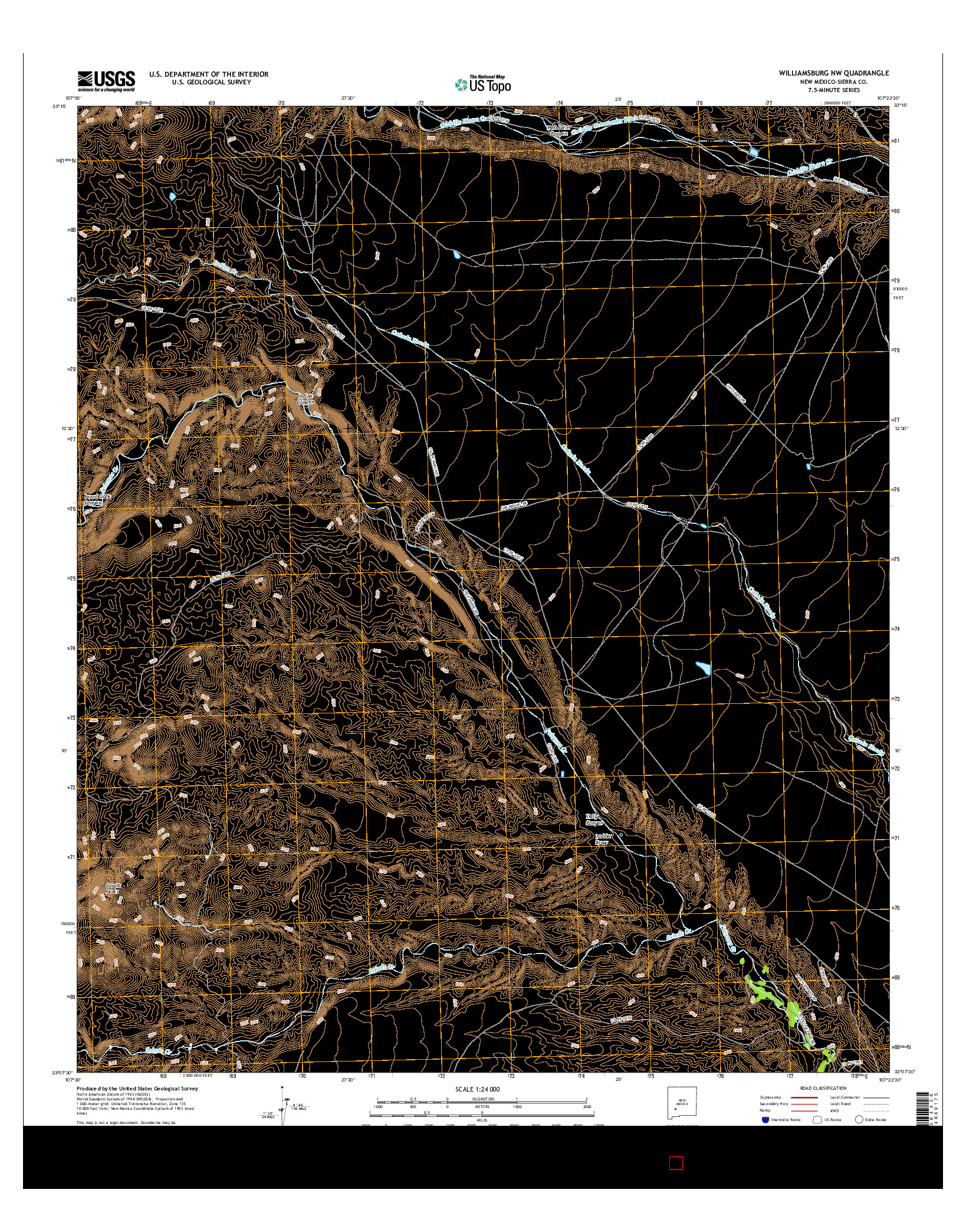 USGS US TOPO 7.5-MINUTE MAP FOR WILLIAMSBURG NW, NM 2017