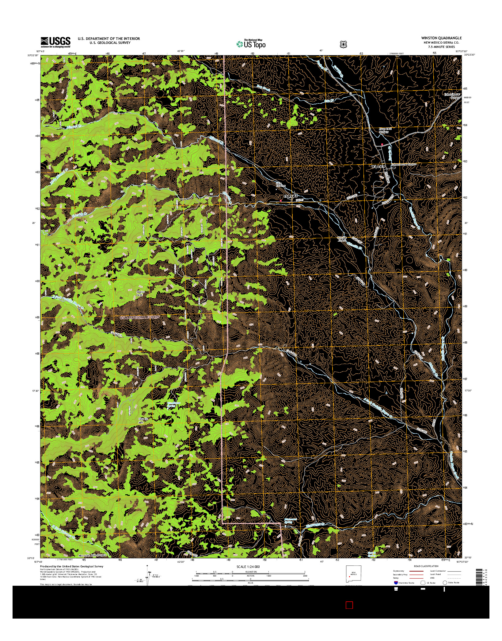 USGS US TOPO 7.5-MINUTE MAP FOR WINSTON, NM 2017