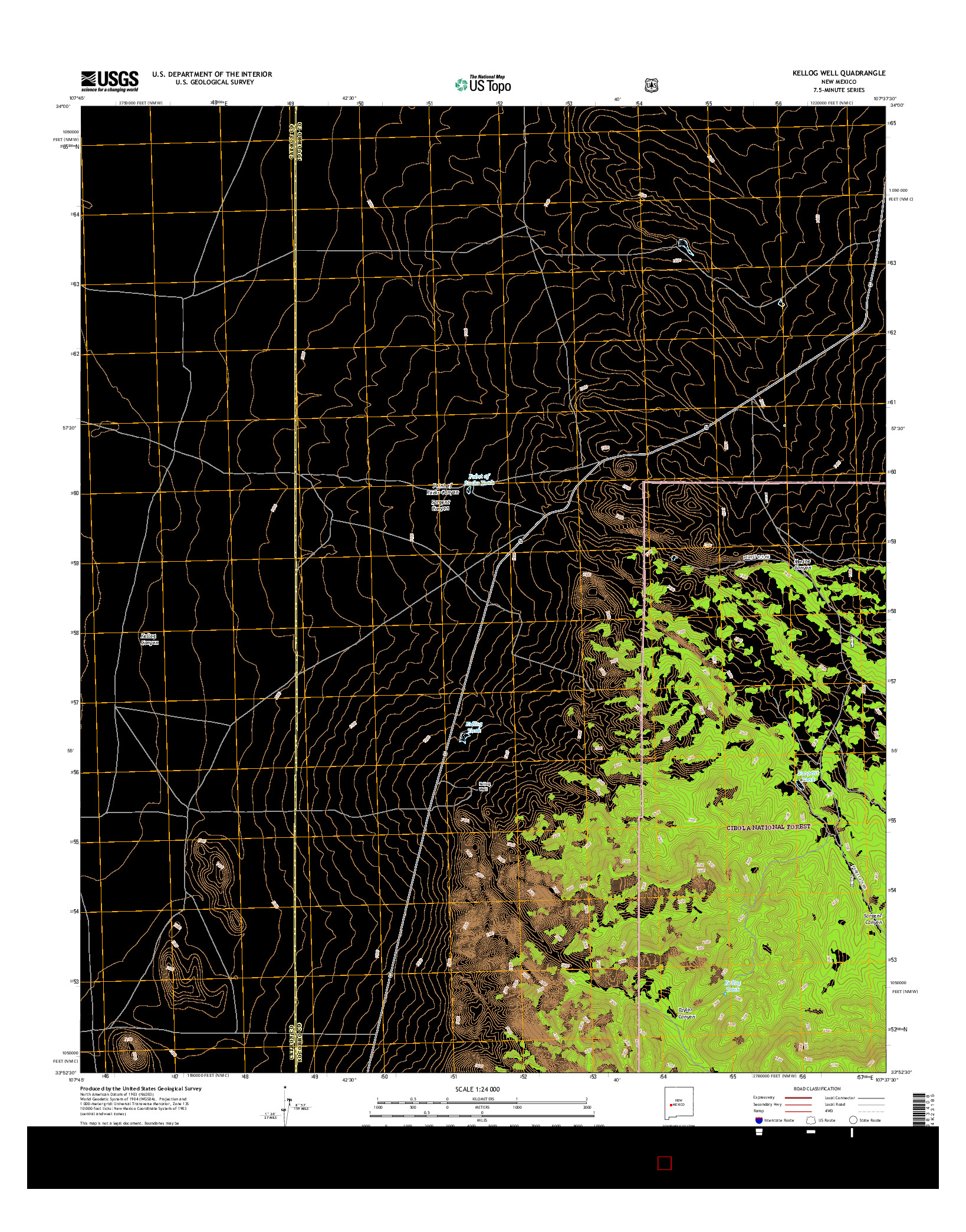 USGS US TOPO 7.5-MINUTE MAP FOR KELLOG WELL, NM 2017