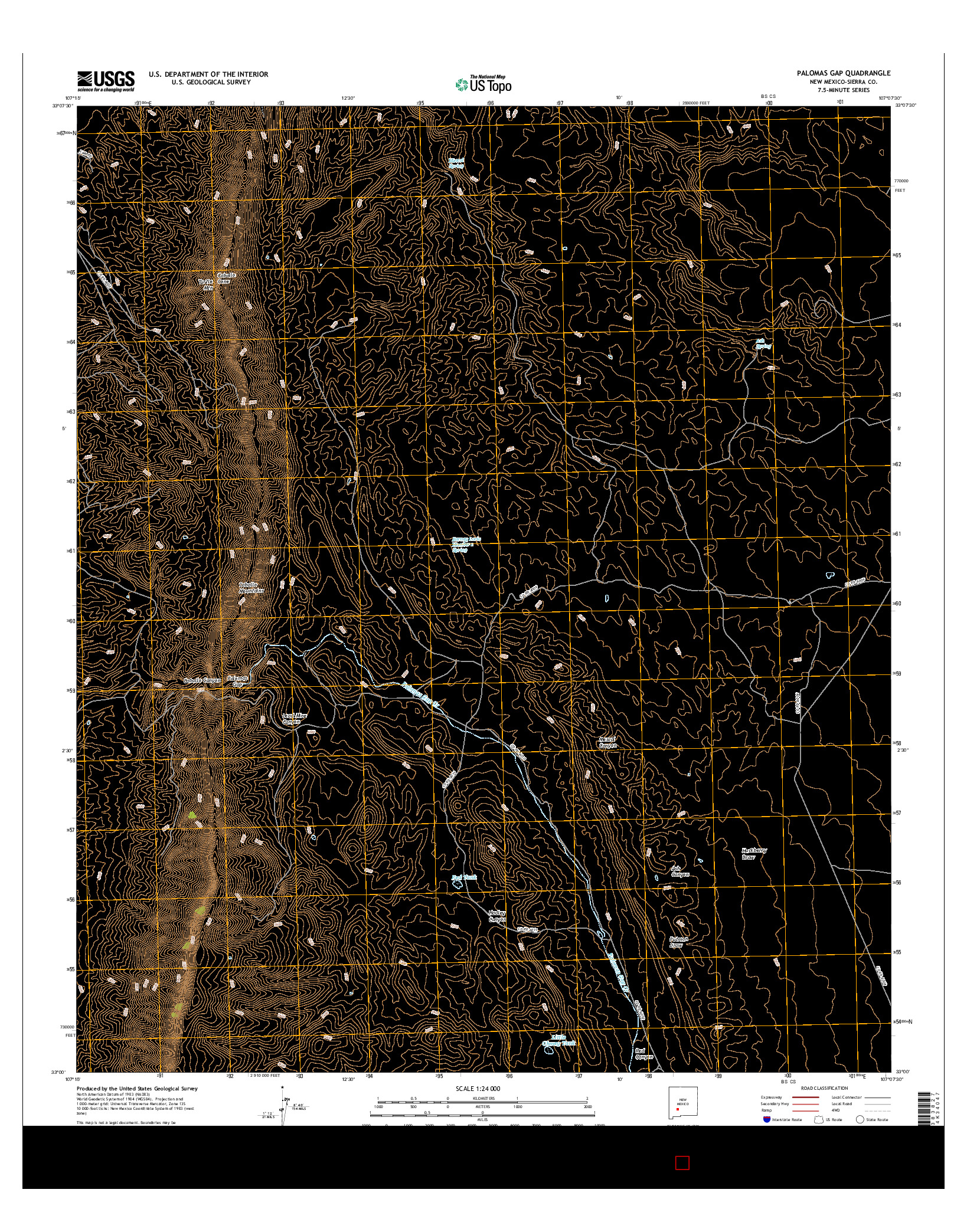 USGS US TOPO 7.5-MINUTE MAP FOR PALOMAS GAP, NM 2017