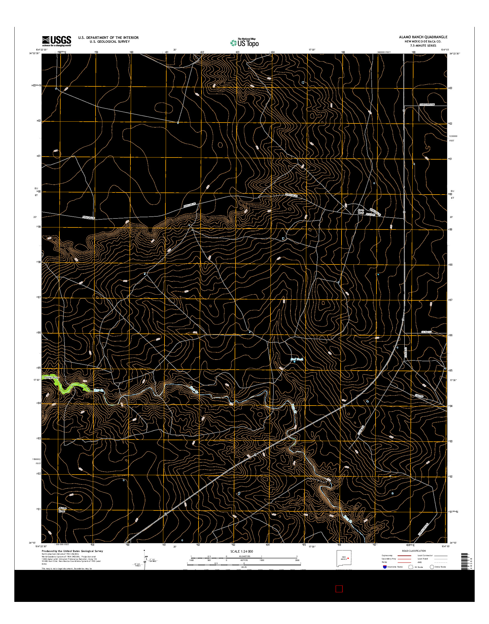 USGS US TOPO 7.5-MINUTE MAP FOR ALAMO RANCH, NM 2017