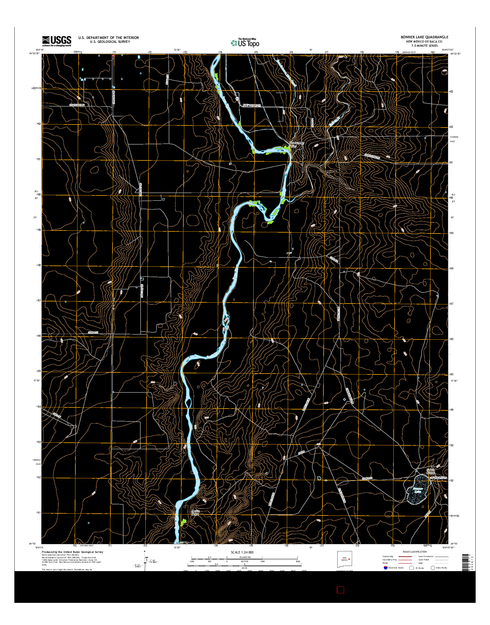 USGS US TOPO 7.5-MINUTE MAP FOR BONNER LAKE, NM 2017