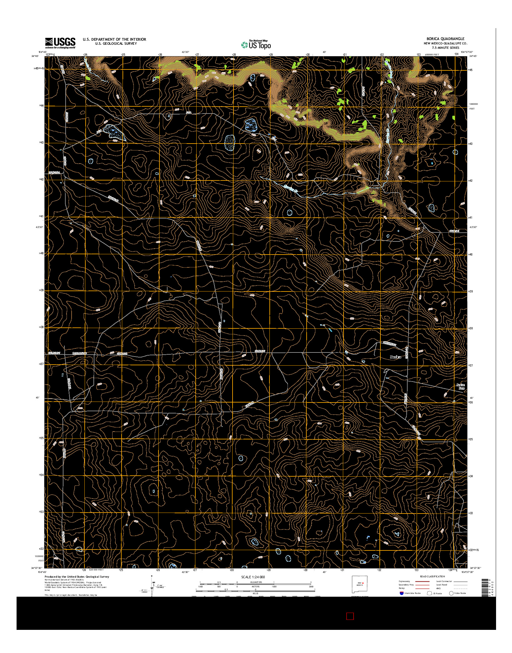 USGS US TOPO 7.5-MINUTE MAP FOR BORICA, NM 2017