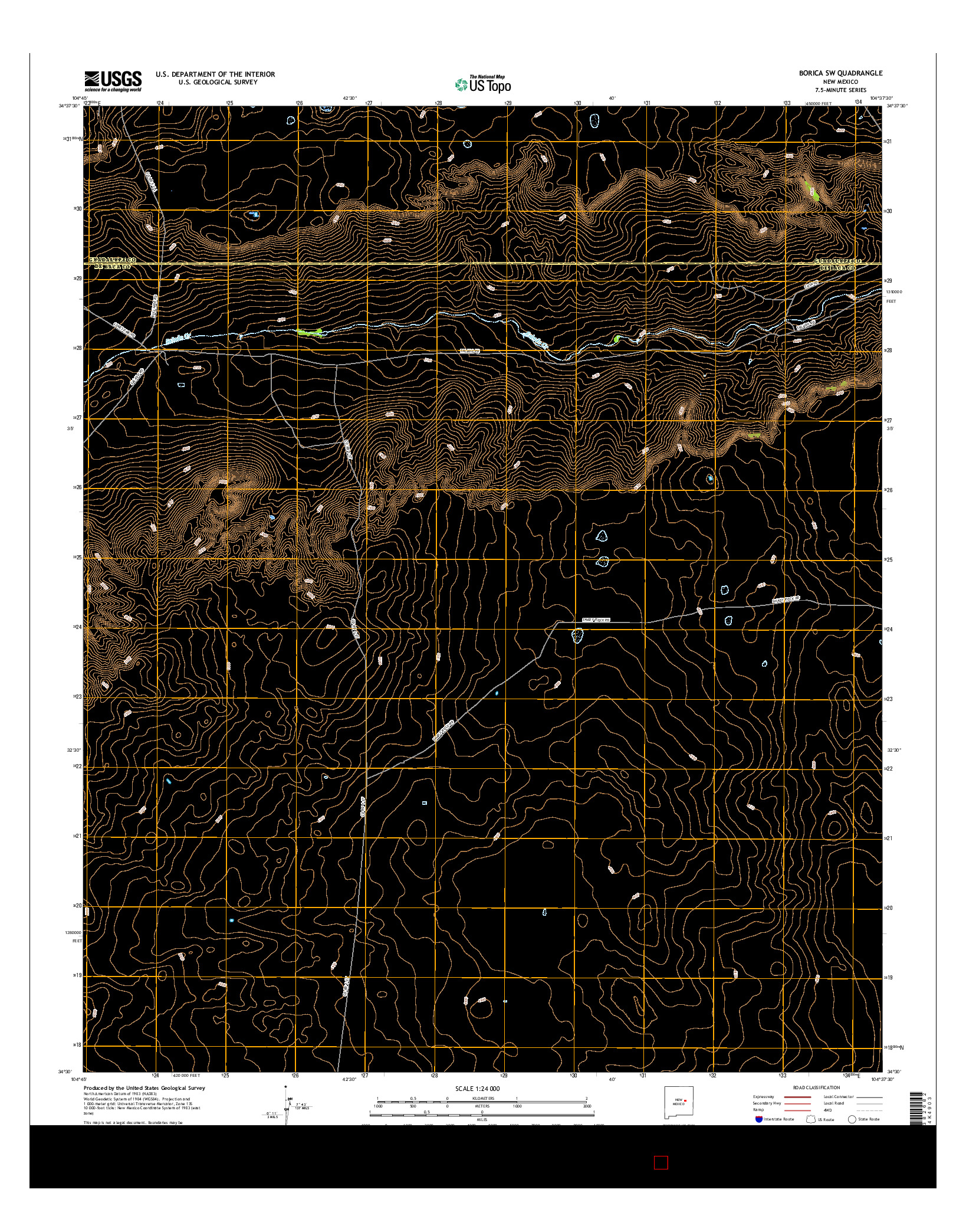 USGS US TOPO 7.5-MINUTE MAP FOR BORICA SW, NM 2017