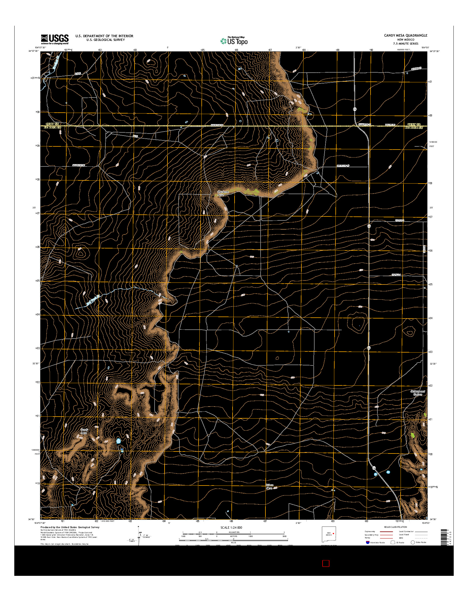 USGS US TOPO 7.5-MINUTE MAP FOR CANDY MESA, NM 2017