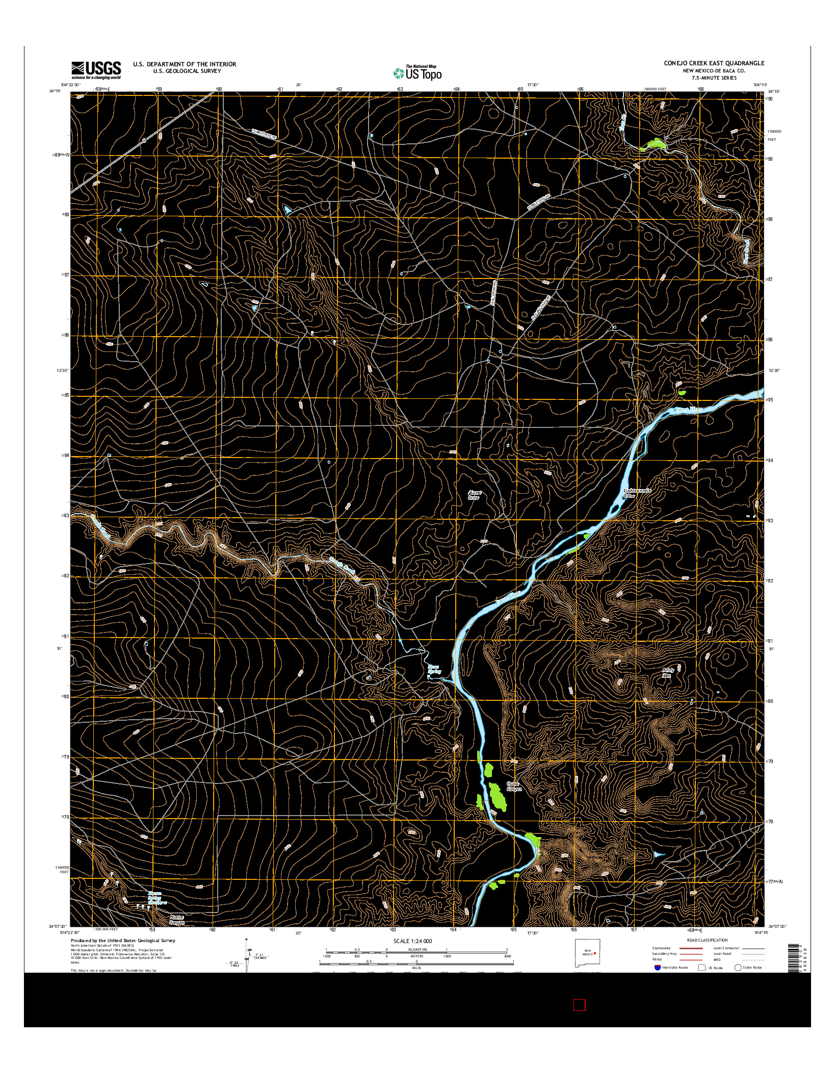 USGS US TOPO 7.5-MINUTE MAP FOR CONEJO CREEK EAST, NM 2017