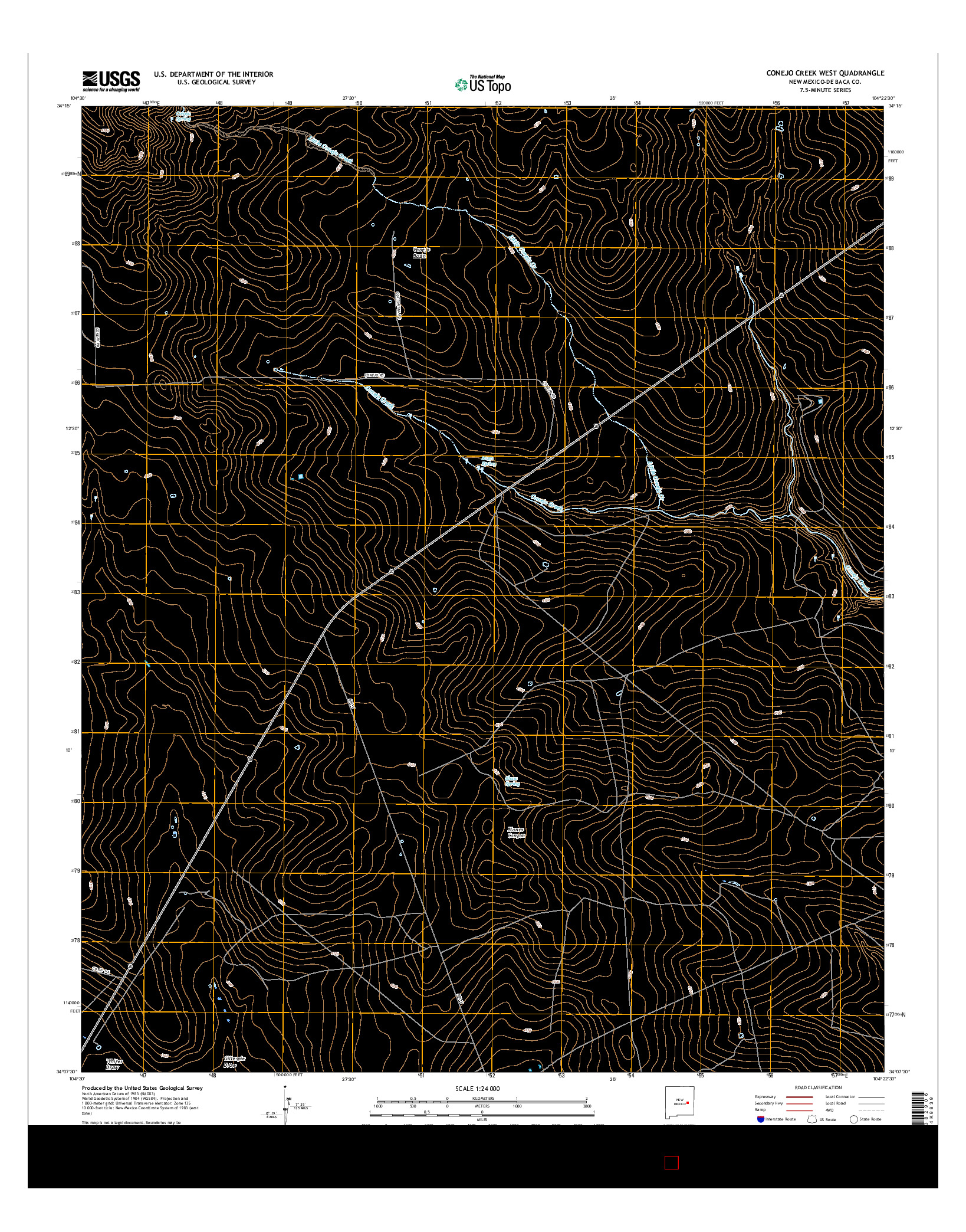 USGS US TOPO 7.5-MINUTE MAP FOR CONEJO CREEK WEST, NM 2017