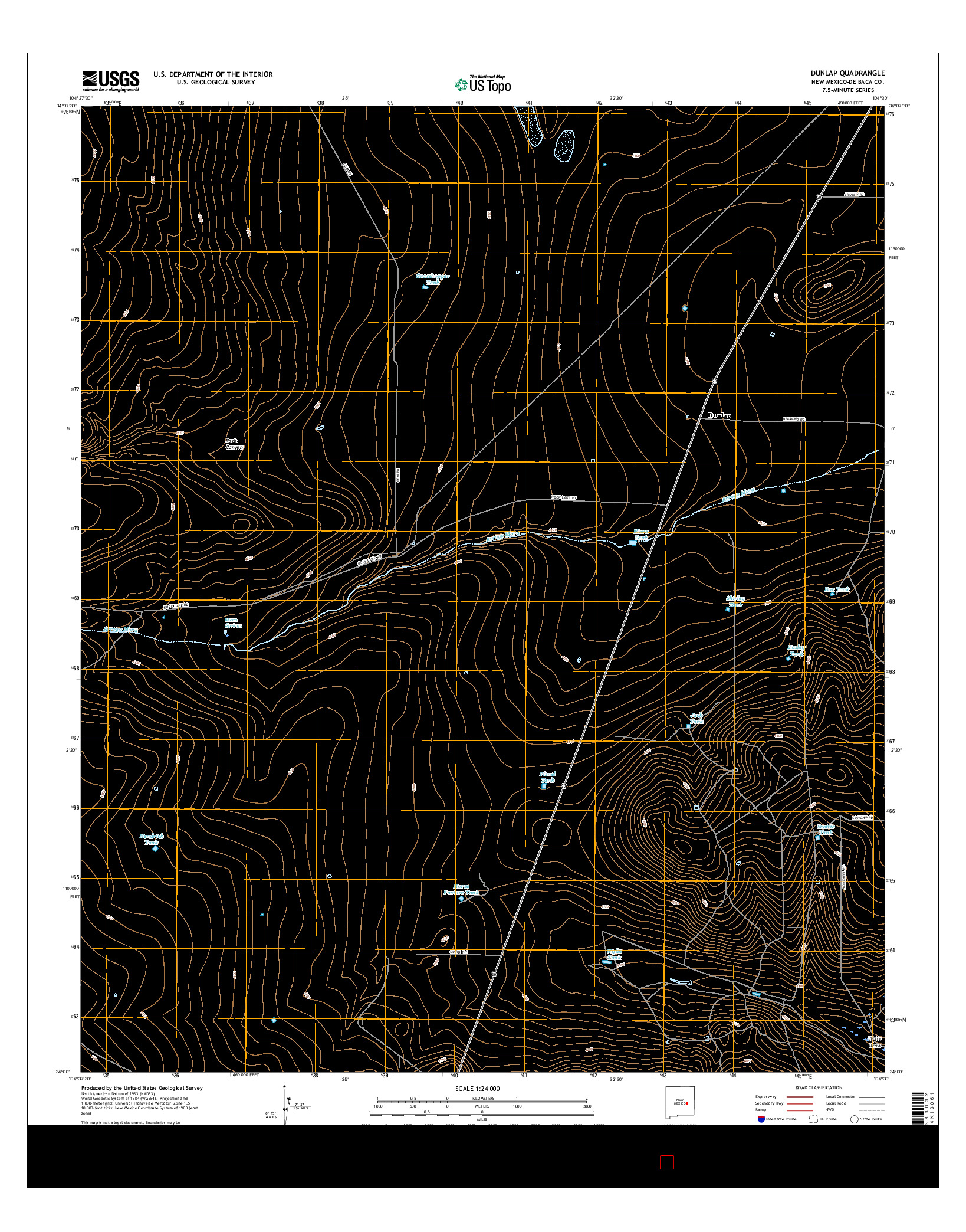 USGS US TOPO 7.5-MINUTE MAP FOR DUNLAP, NM 2017