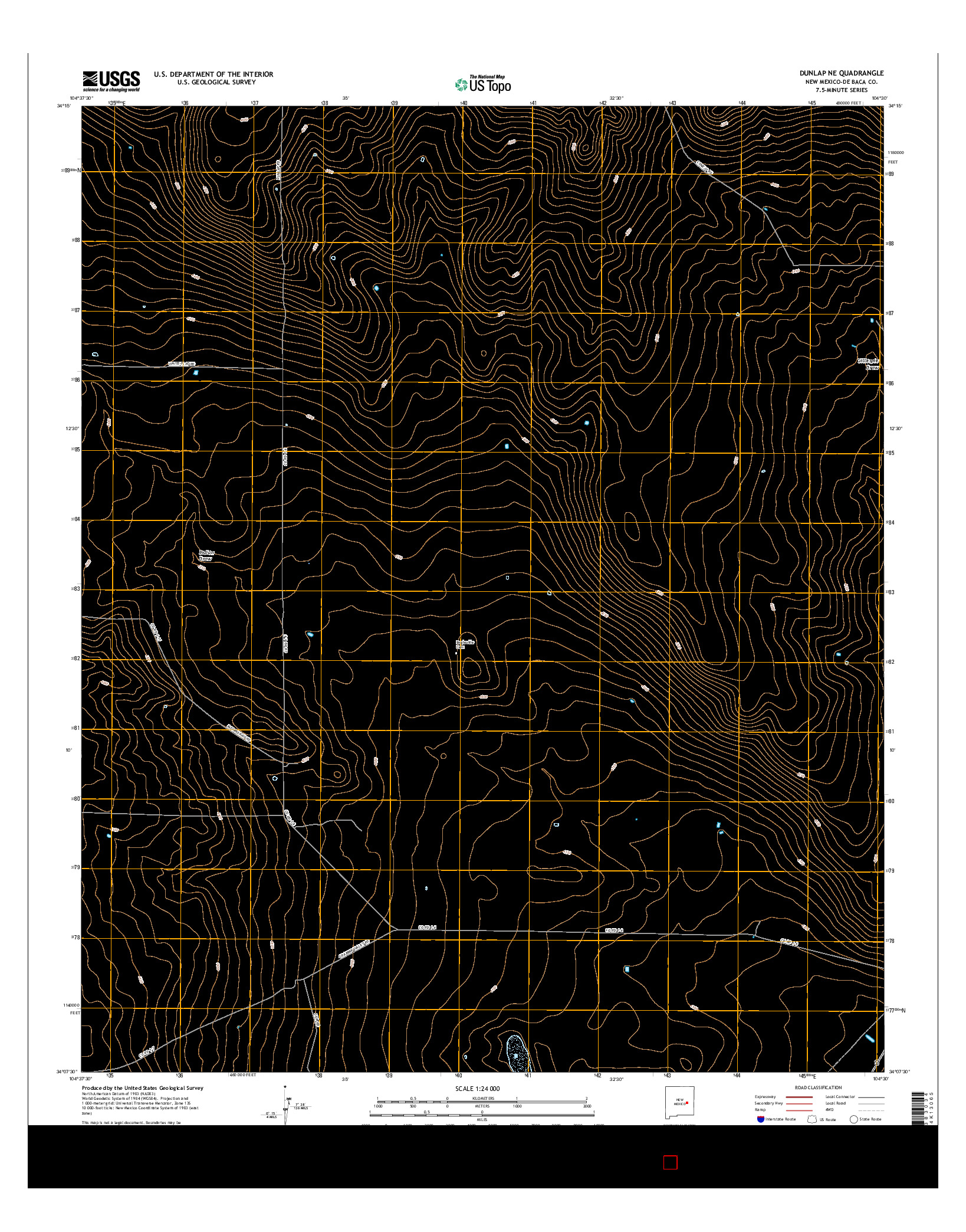 USGS US TOPO 7.5-MINUTE MAP FOR DUNLAP NE, NM 2017