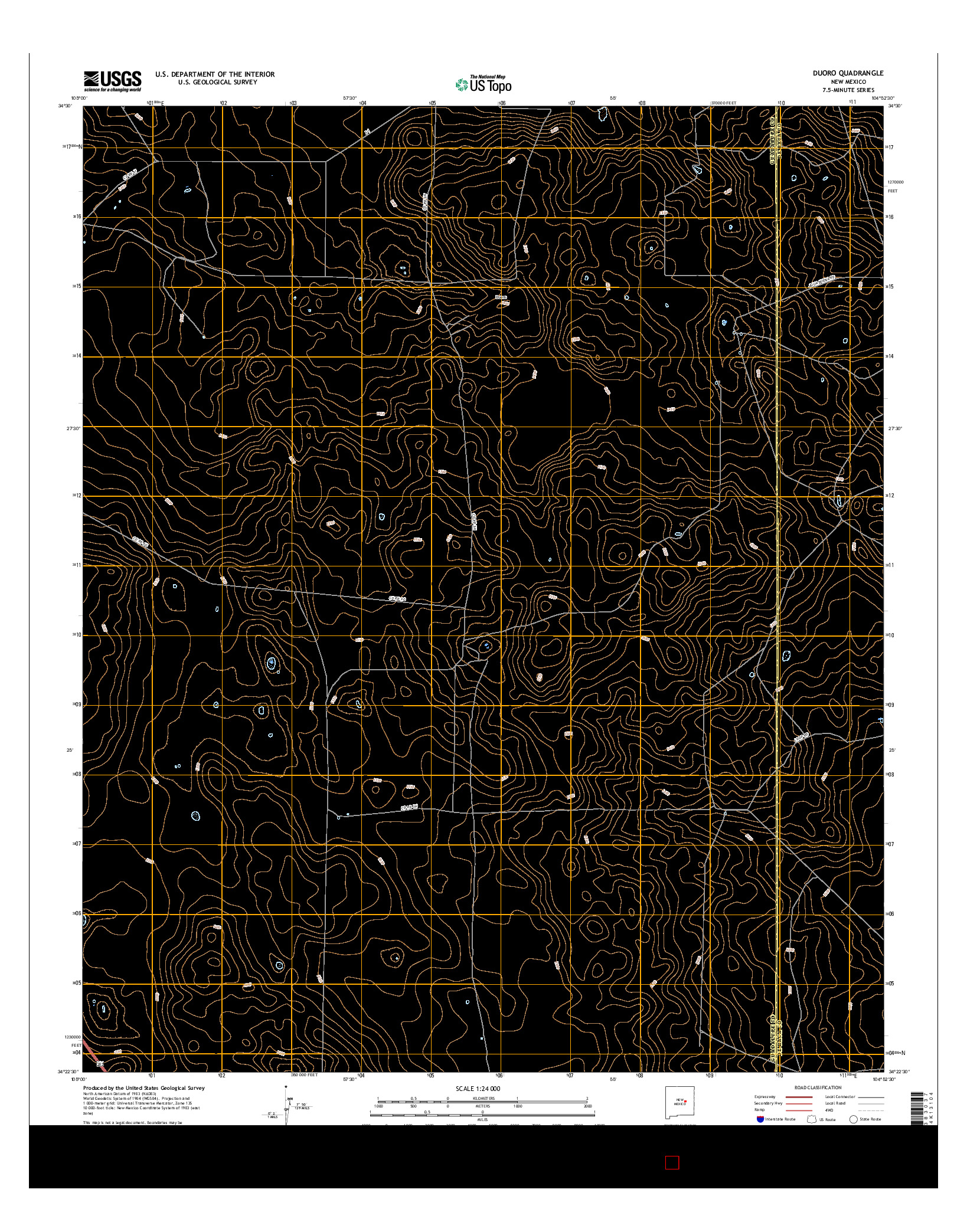 USGS US TOPO 7.5-MINUTE MAP FOR DUORO, NM 2017