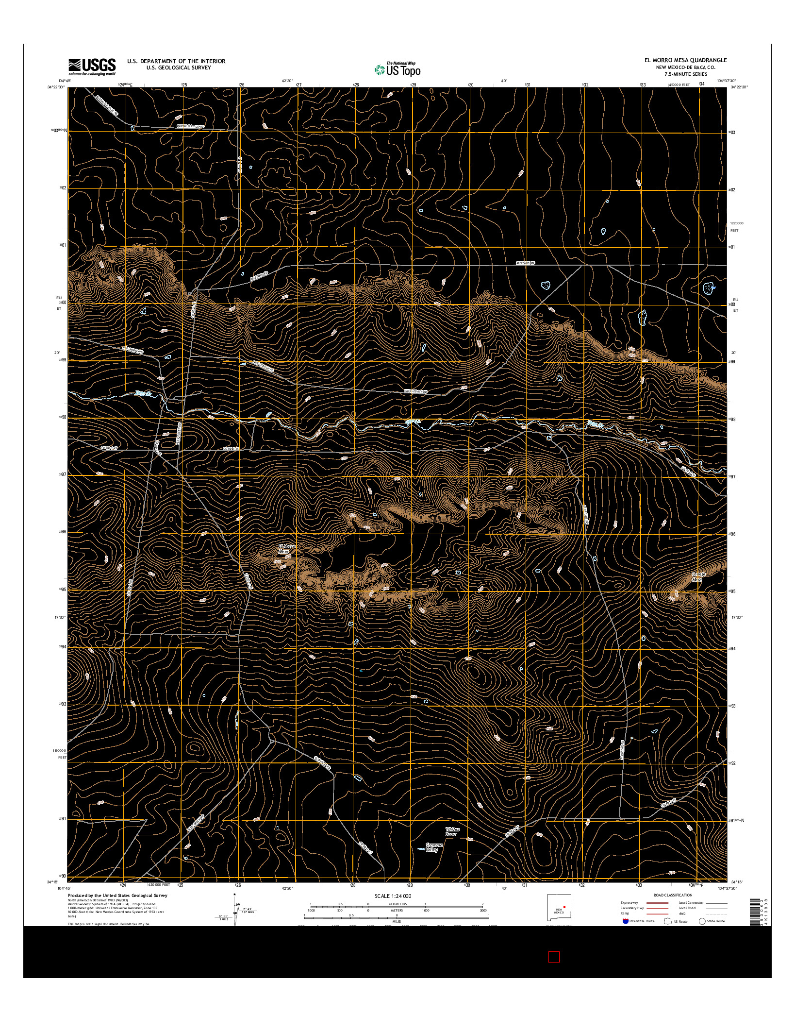 USGS US TOPO 7.5-MINUTE MAP FOR EL MORRO MESA, NM 2017