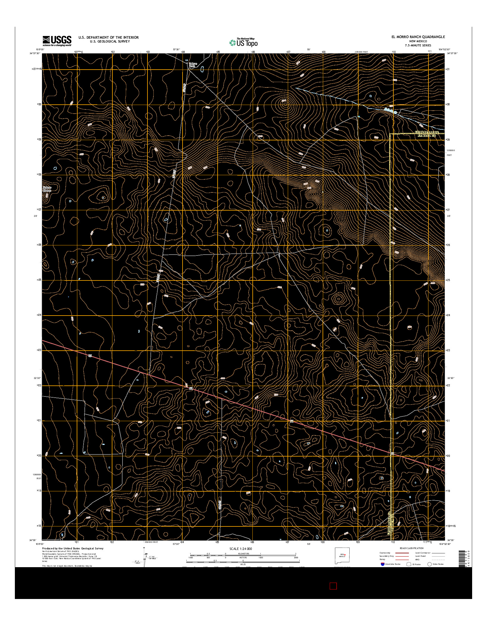 USGS US TOPO 7.5-MINUTE MAP FOR EL MORRO RANCH, NM 2017