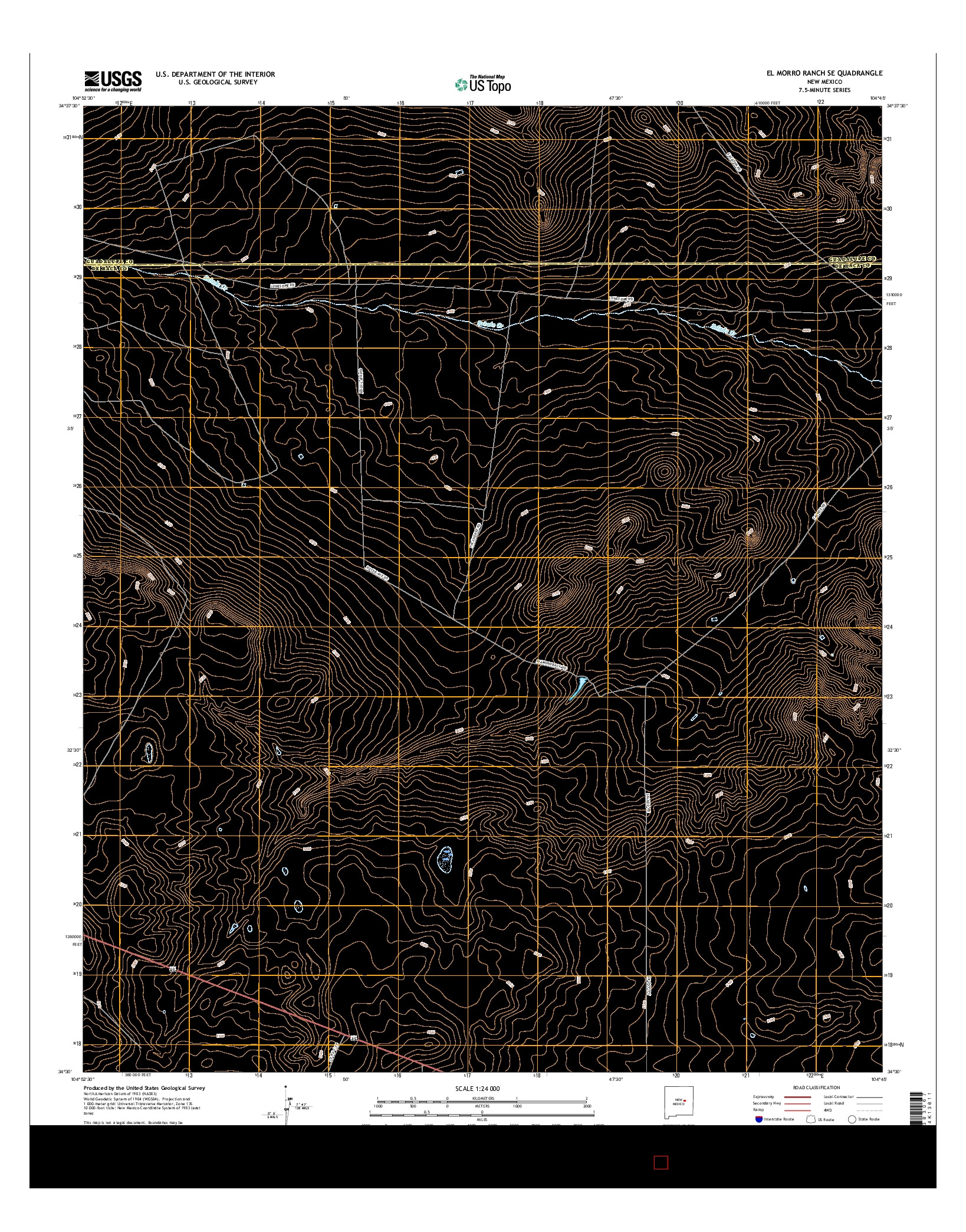USGS US TOPO 7.5-MINUTE MAP FOR EL MORRO RANCH SE, NM 2017
